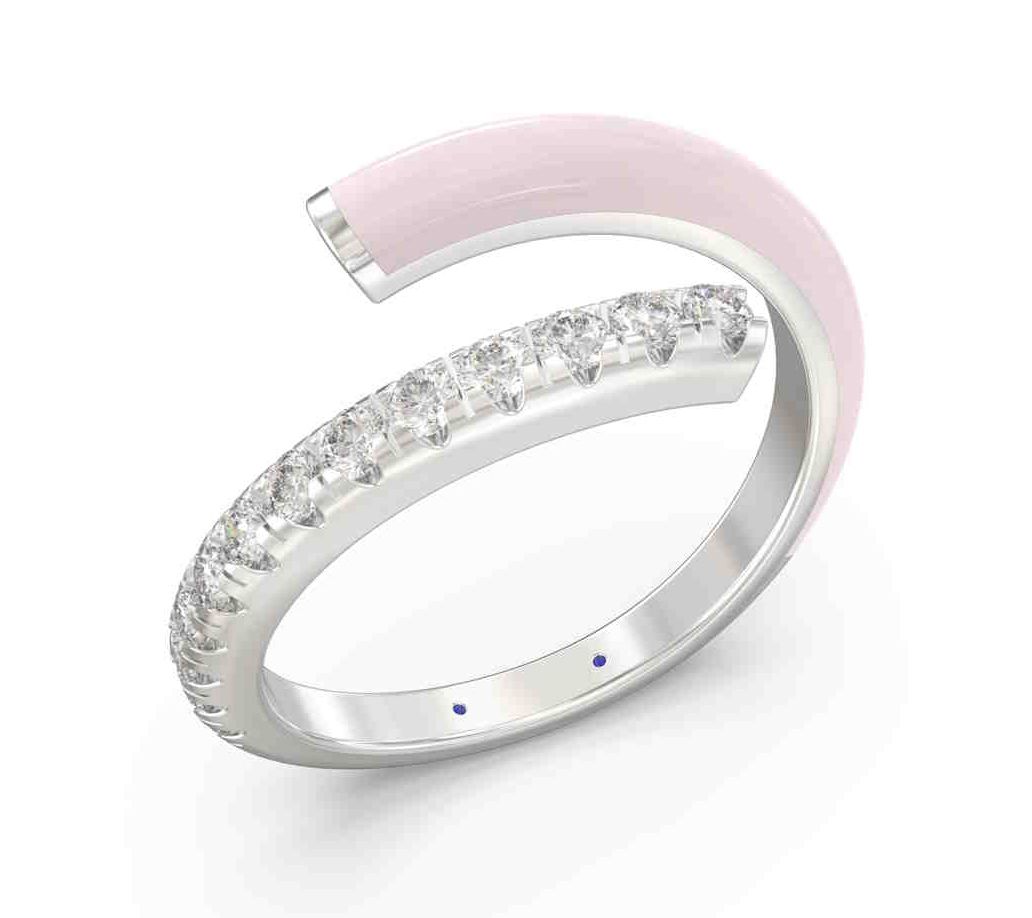 Vida Lab Diamonds Ceramic Chic Bypass Wrap Ring, Sterling