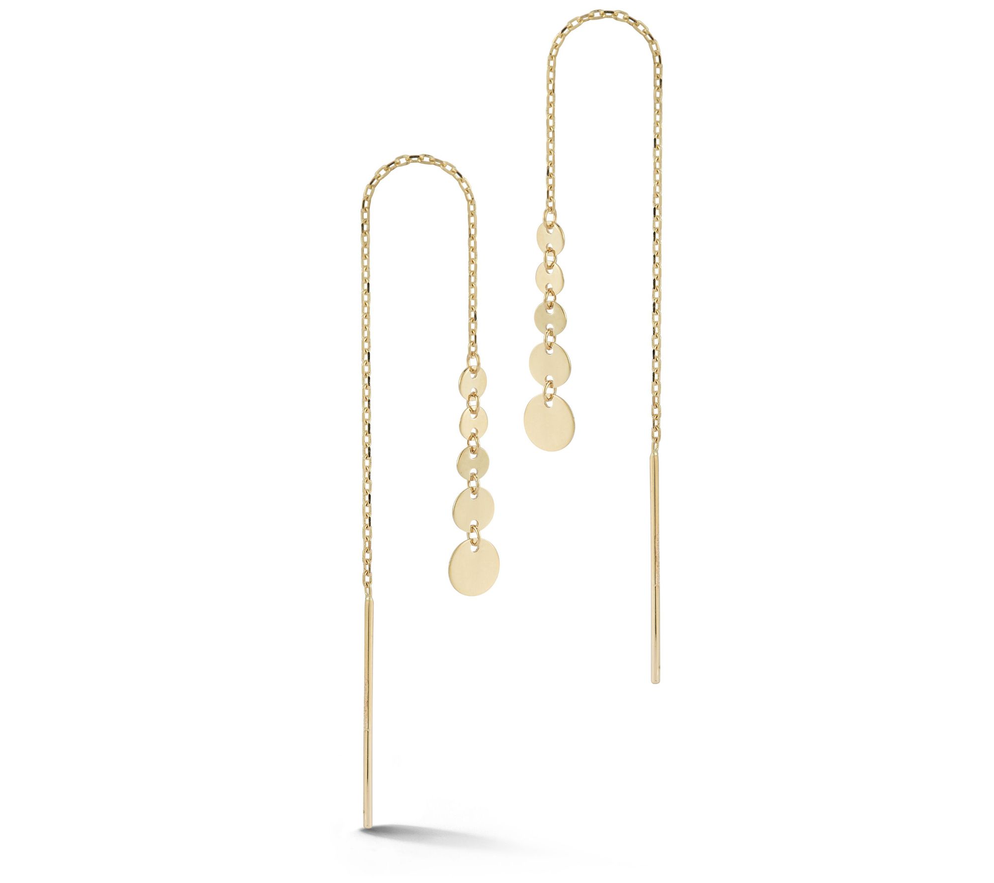 Luminosa Gold Disc Chain Threader Earrings, 14K