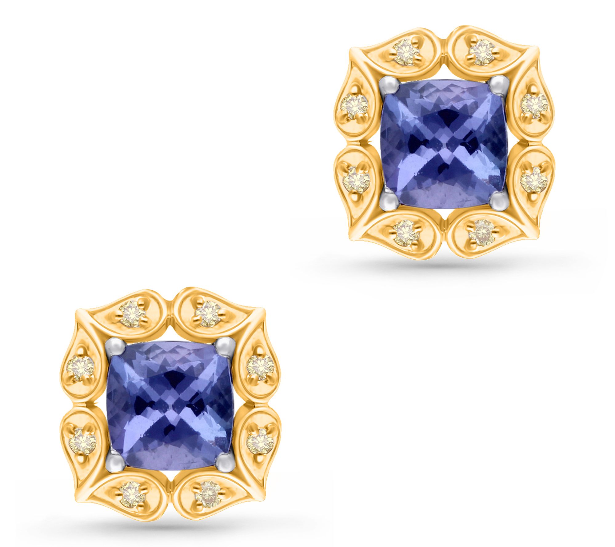 KALLATI Tanzanite & Yellow Diamond Earrings, 14K Gold