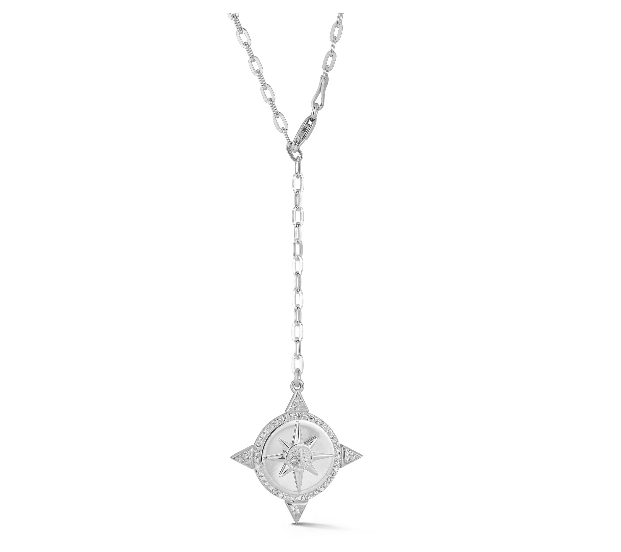 Sterlina Silver Compass Lariat Necklace, Sterling