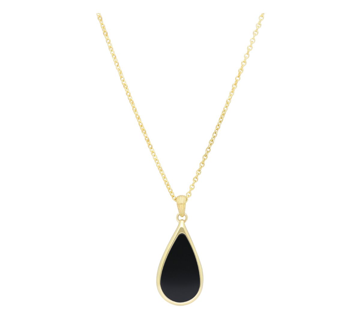 Ariva Sterling Silver Onyx Teardrop Pendant w/Chain