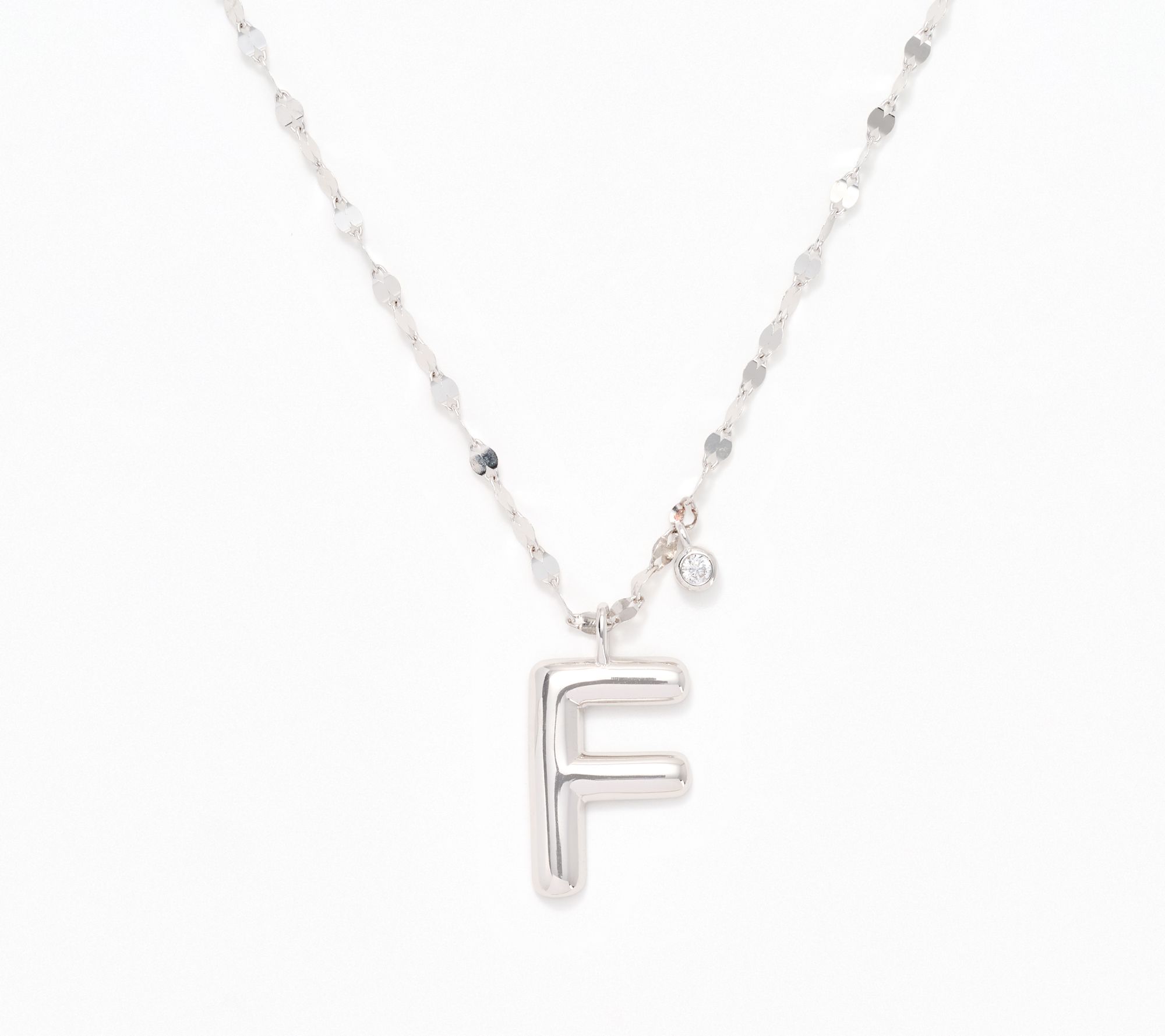 Diamonique Boxed Layered Chain Initial Necklace, Sterling Silver