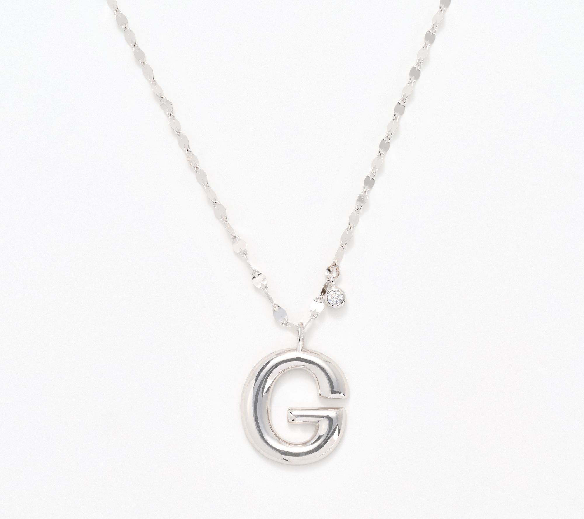 Diamonique Boxed Layered Chain Initial Necklace, Sterling Silver