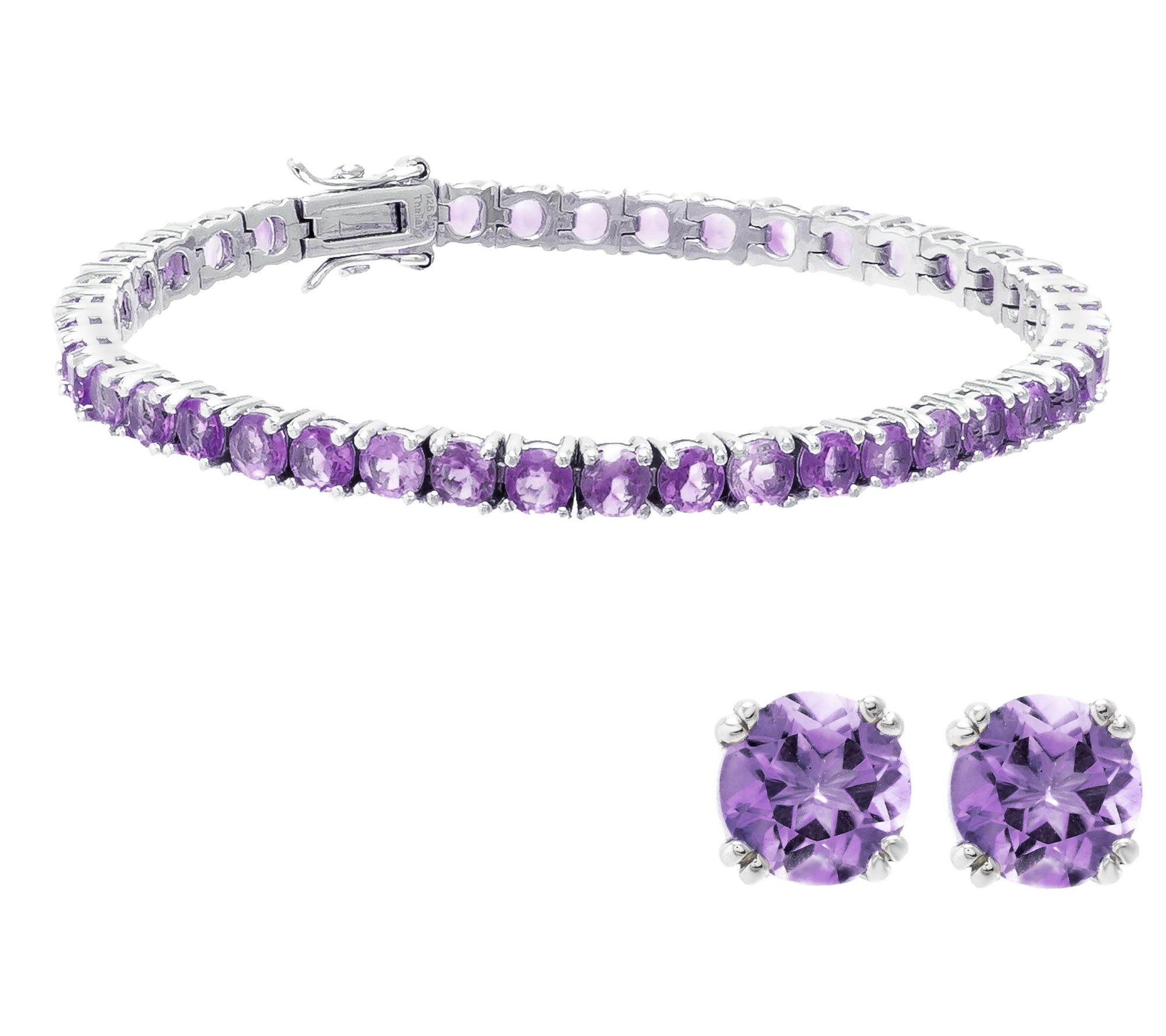 Affinity Gems Bracelet & Stud Earrings Set, Sterling Silver