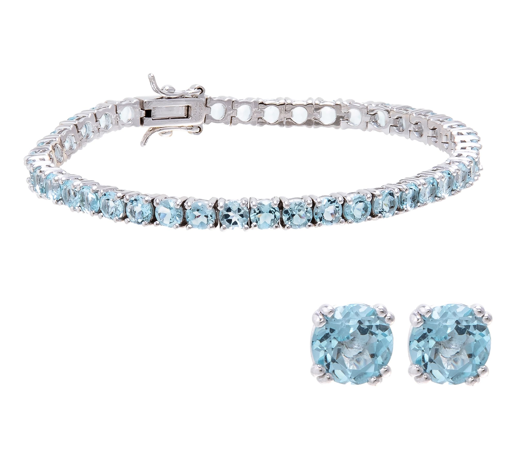 Affinity Gems Bracelet & Stud Earrings Set, Sterling Silver