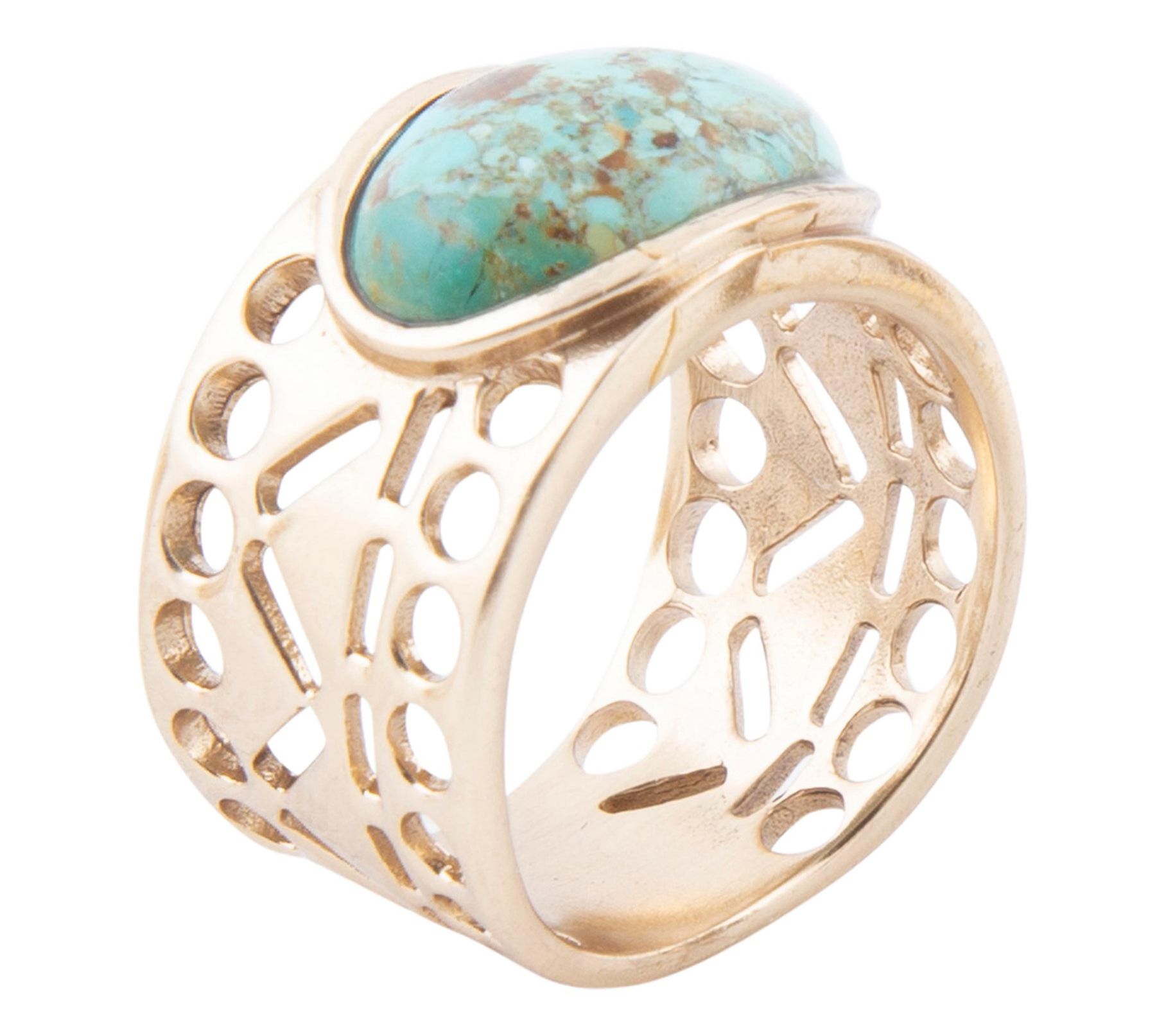 Barse Artisan Crafted Bronze Oval Composite Turquoise Ring