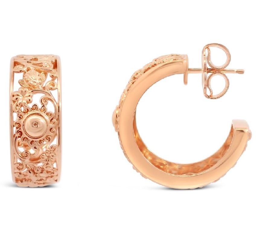 Goddaughters 14K Rose Gold Clad Goddess ScrollHoop Earrings