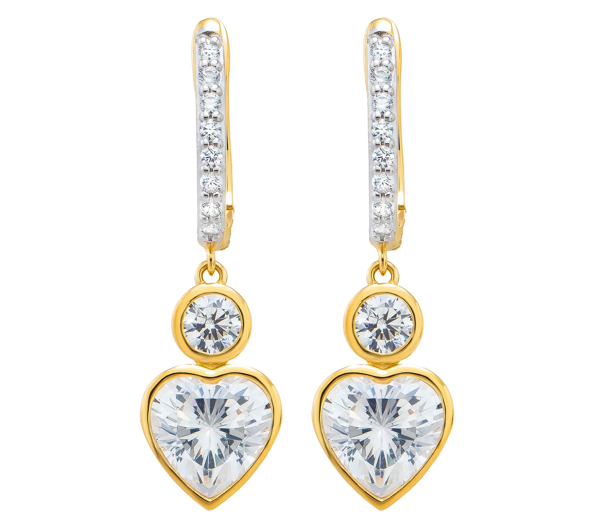  Diamonique x Jennifer Miller Heart Charm Earrings, Sterling