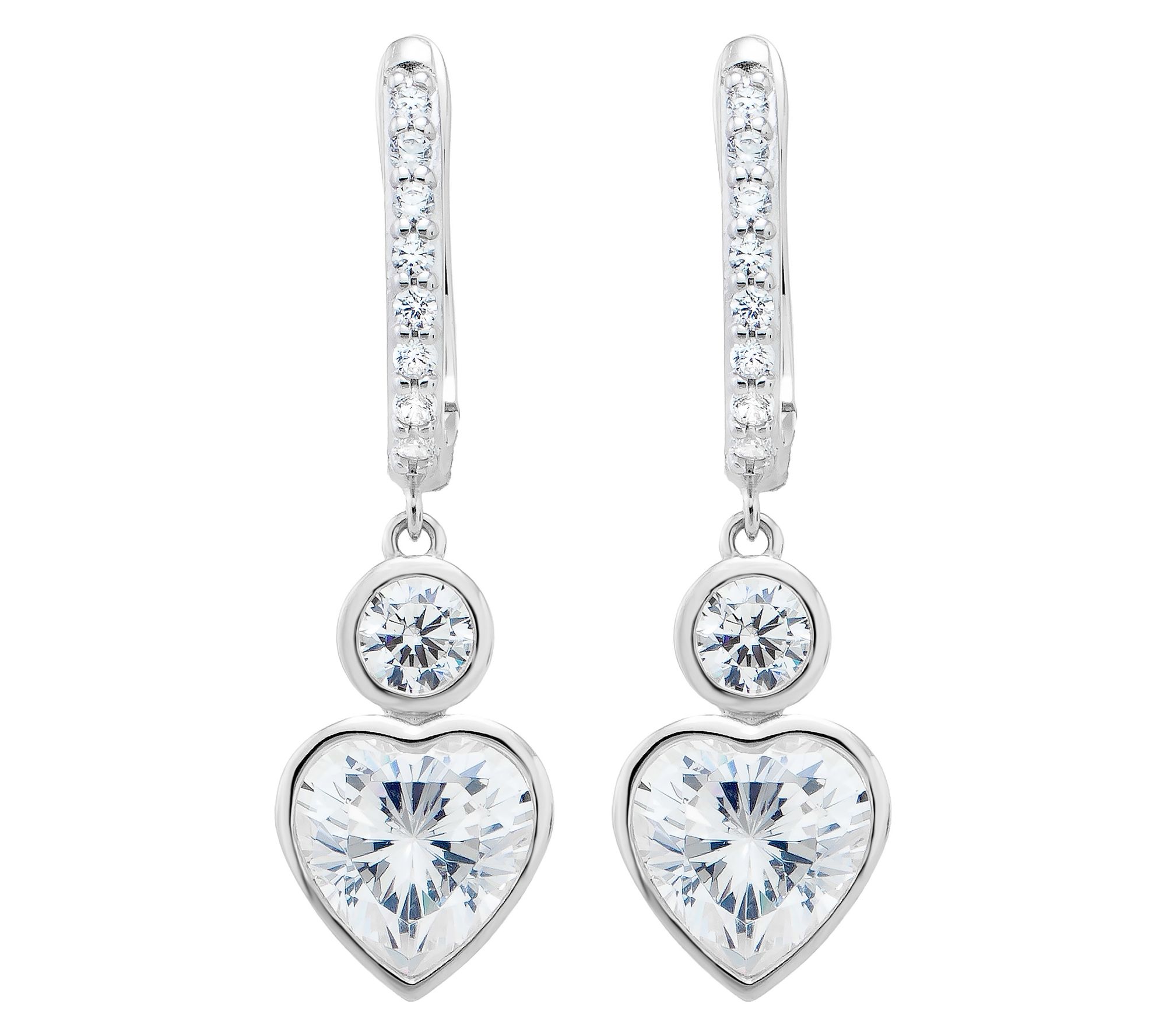 Diamonique x Jennifer Miller Heart Charm Earrings, Sterling