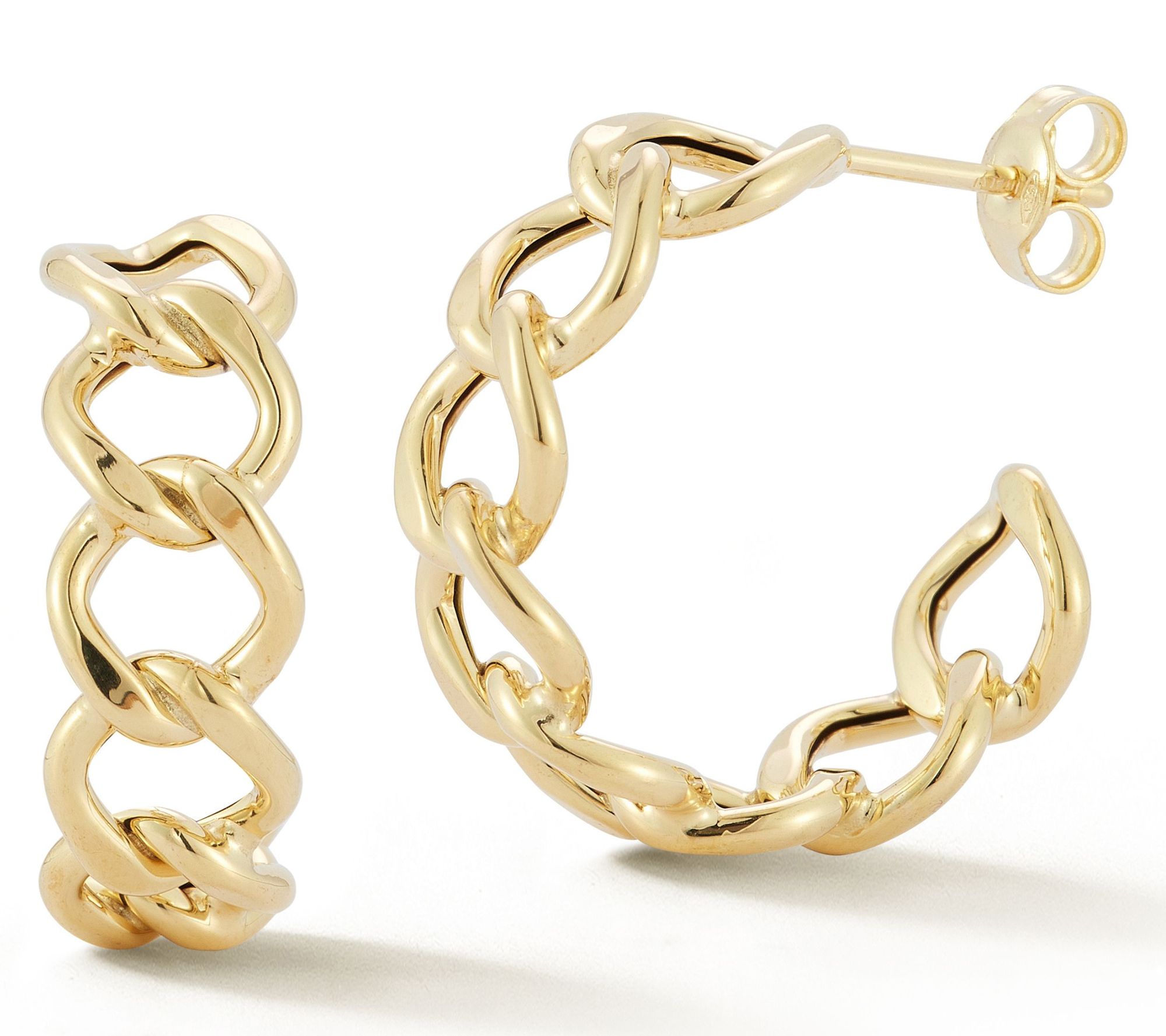 Italian Gold 3/4" Curb Link Hoop Earrings, 14K