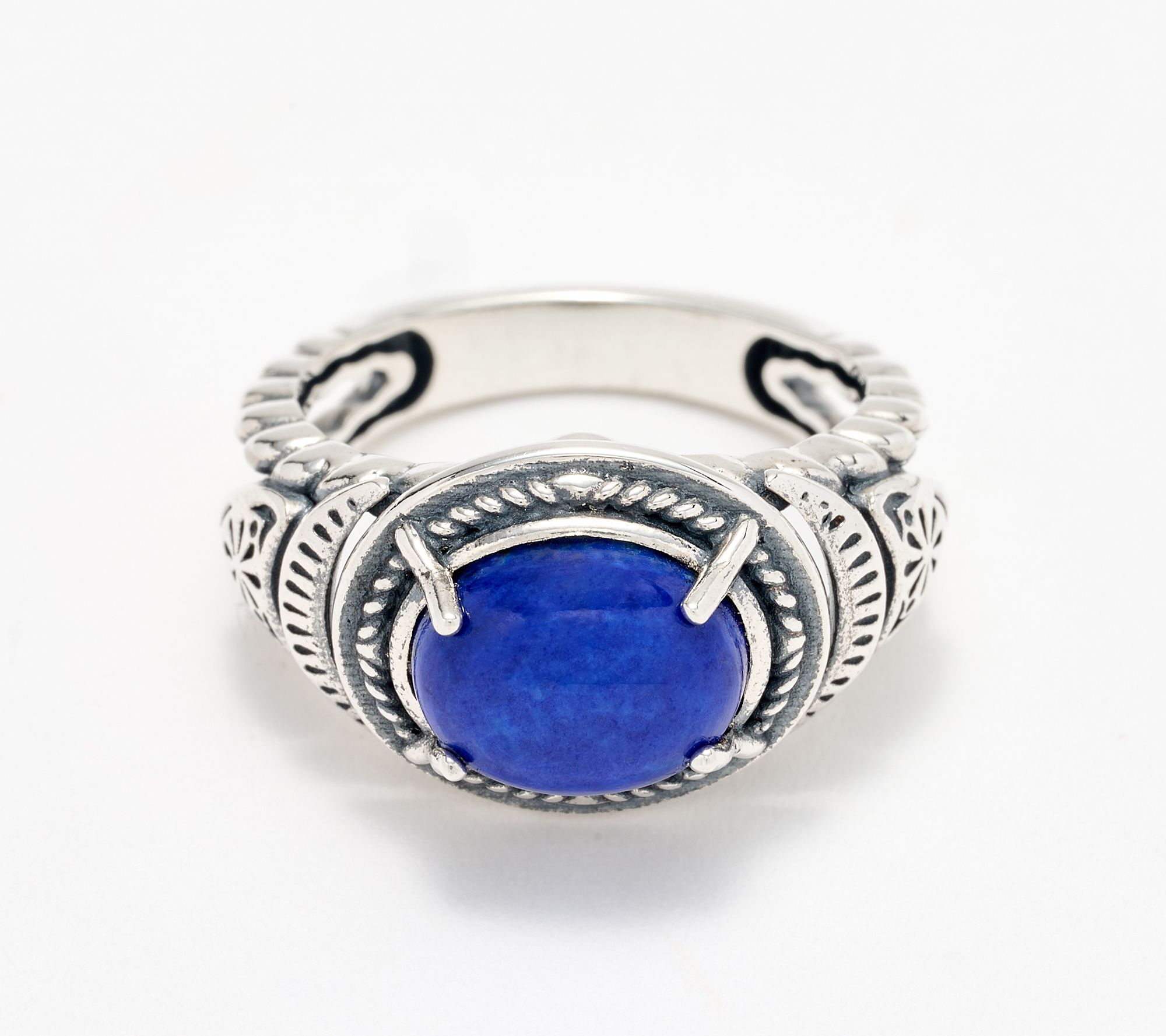 American West Sterling Silver East-West Gemstone Concha Ring