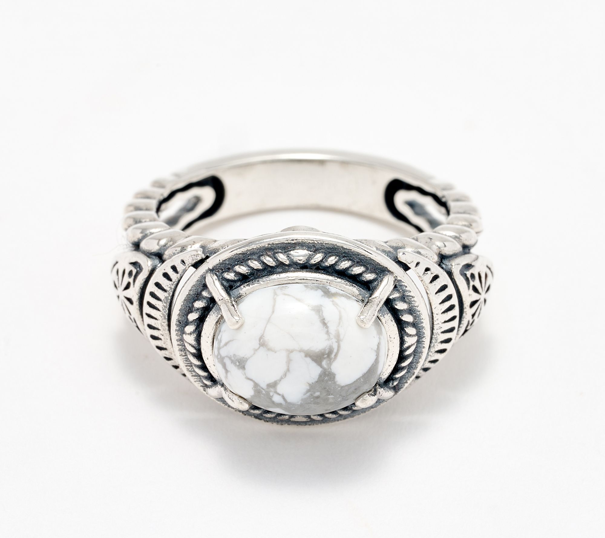American West Sterling Silver East-West Gemstone Concha Ring