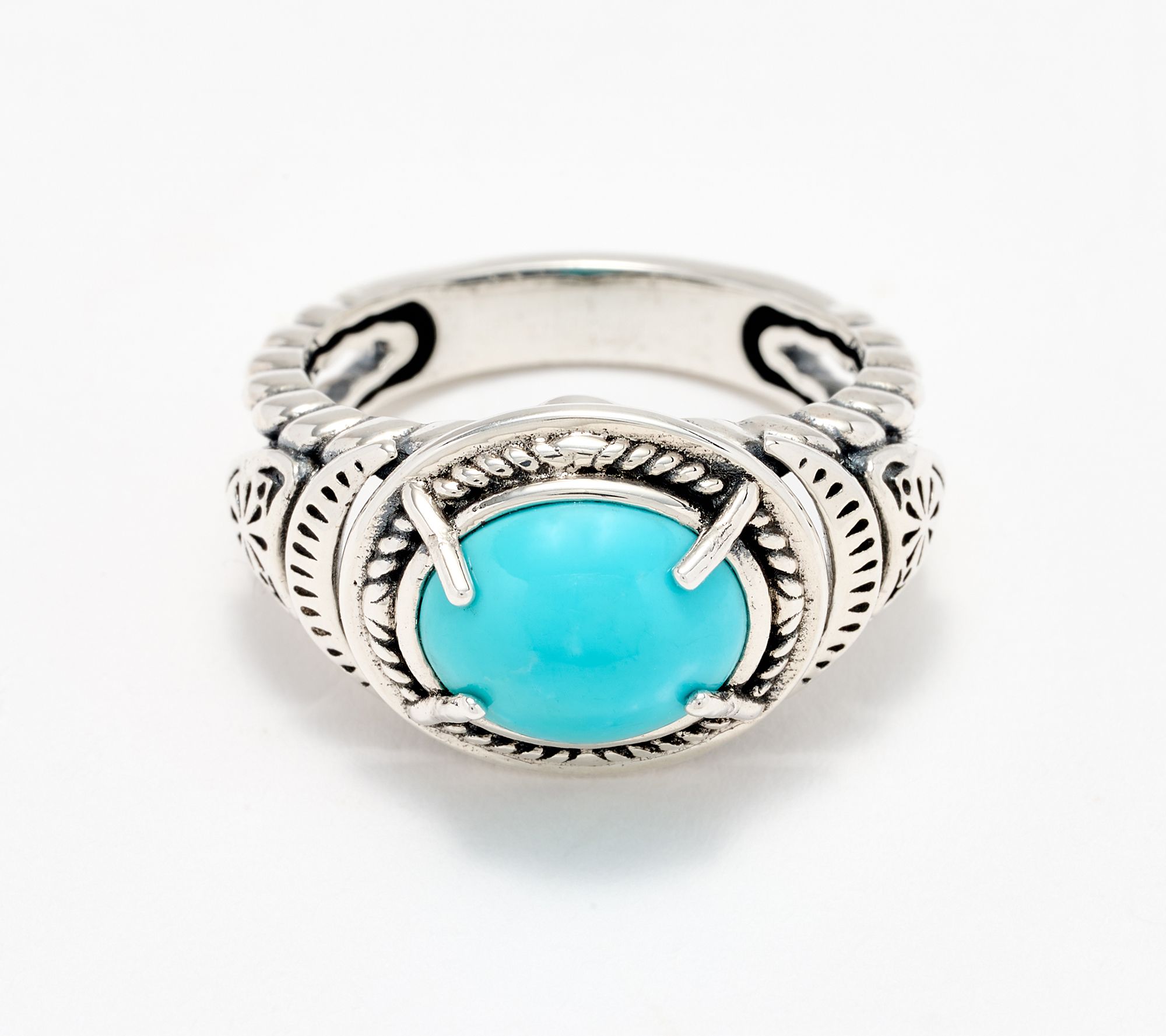 American West Sterling Silver East-West Gemstone Concha Ring