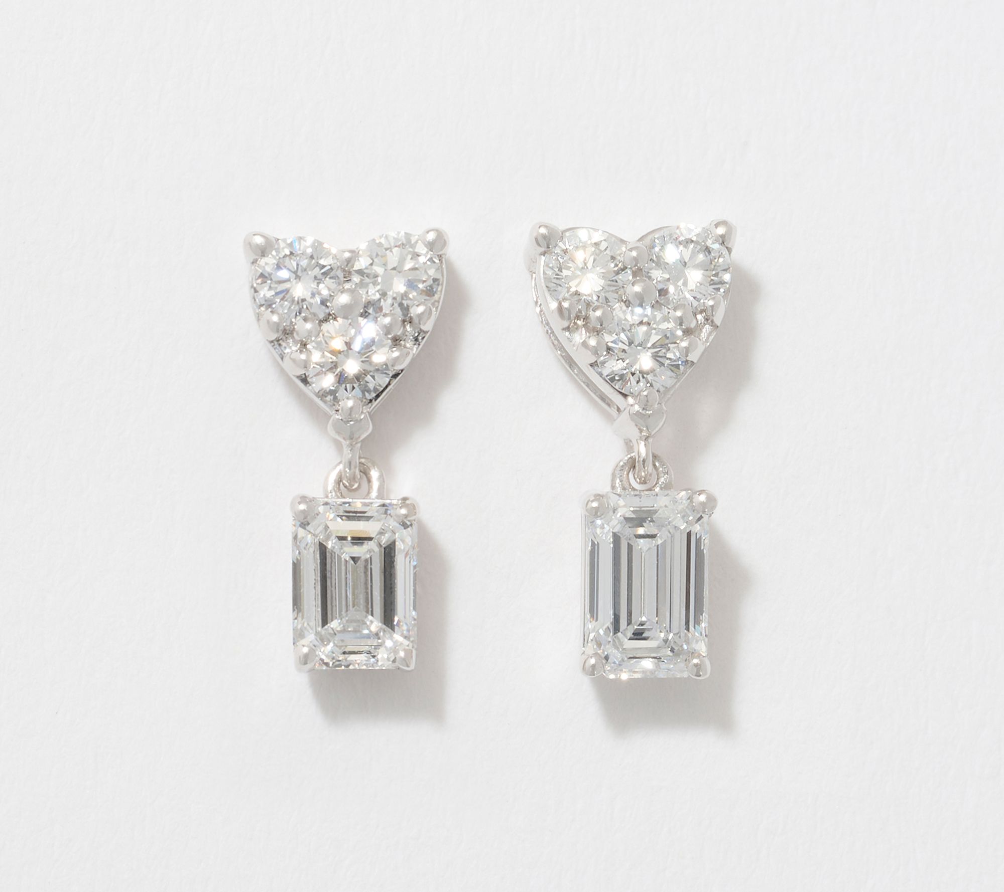 Fire Light Lab Grown 1.25 cttw Emerald Cut Drop Earrings, Sterling Silver