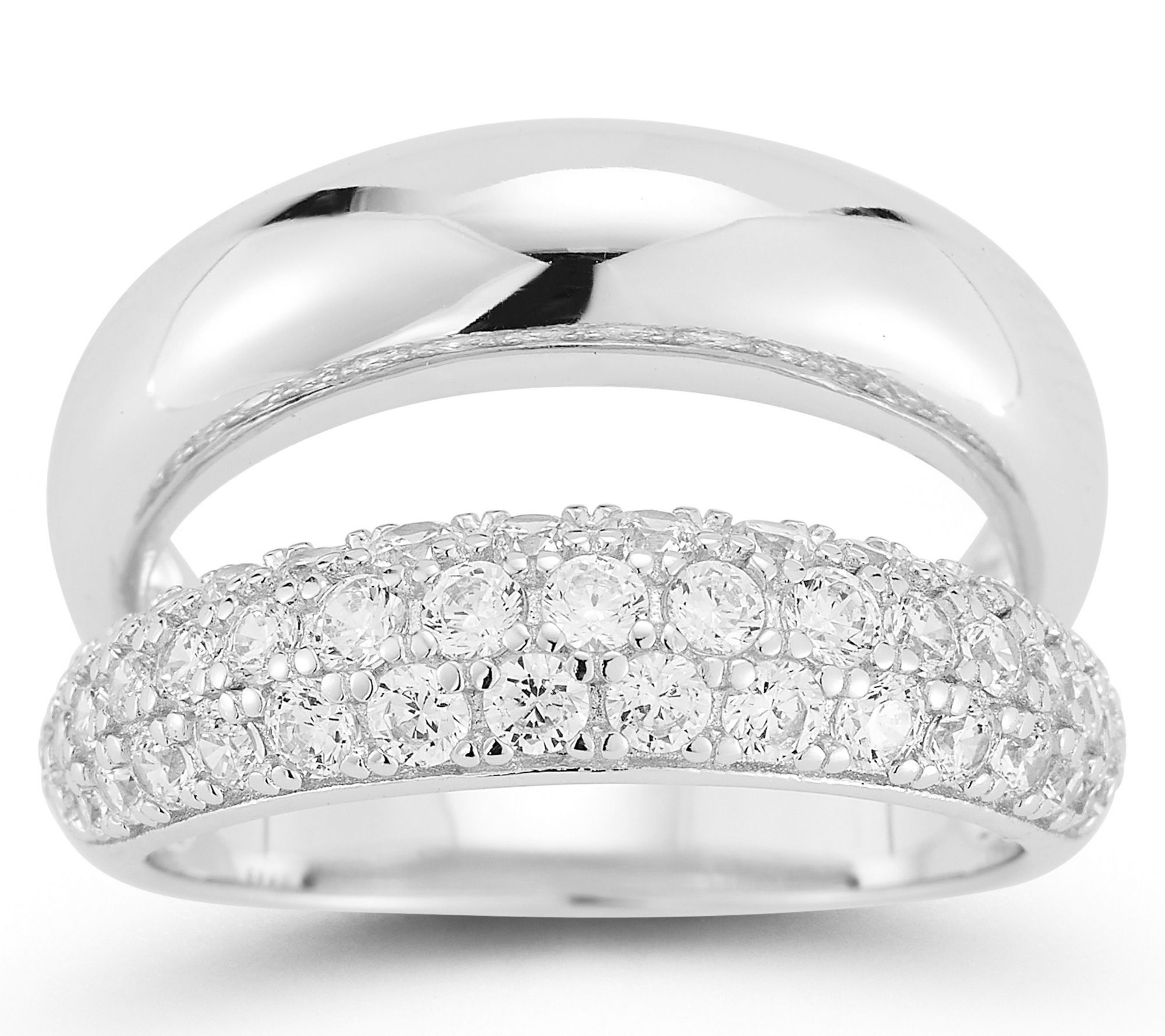 Rachel Zoe Mulit-Row Pave Band Ring, Sterling Silver