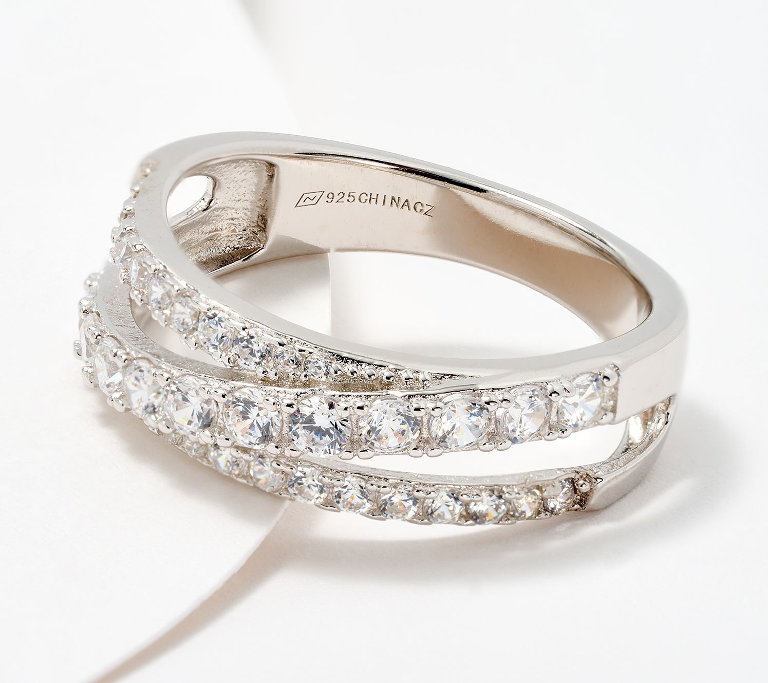 "As Is" Diamonique Classics Round Cut Band Ring Sterling Silver