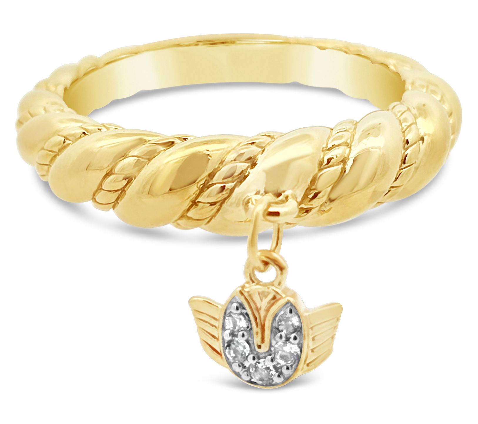 Goddaughters 14K Gold Clad  Topaz Tulip Angel Charm Ring