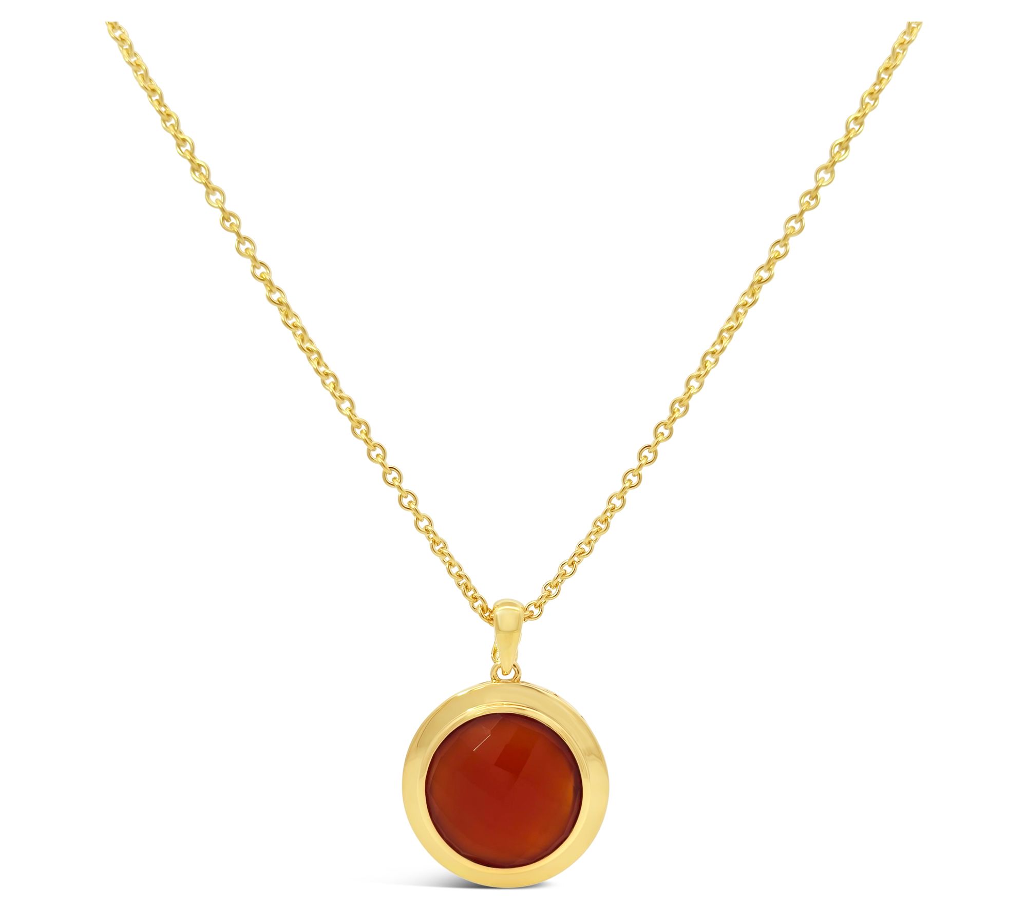 Elyse Ryan 14K Gold Clad Carnelian Maya Pendantw/ Chain