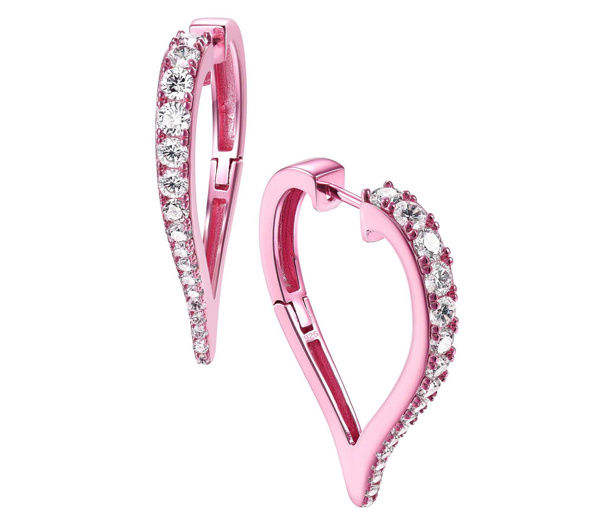 Diamonique x Jennifer Miller Fun Heart Hoop Earrings, Sterling