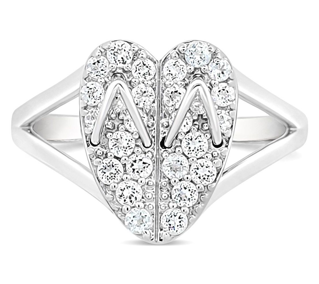 Goddaughters Sterling Silver White Topaz Flip Flop Ring