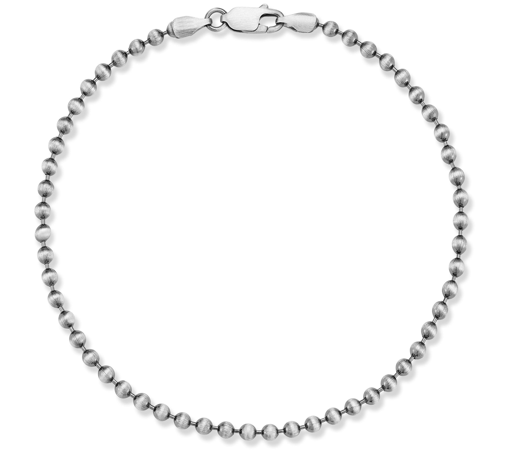 Italian Silver Men's 9" 3MM Oxidized Ball Bracelet, Sterling
