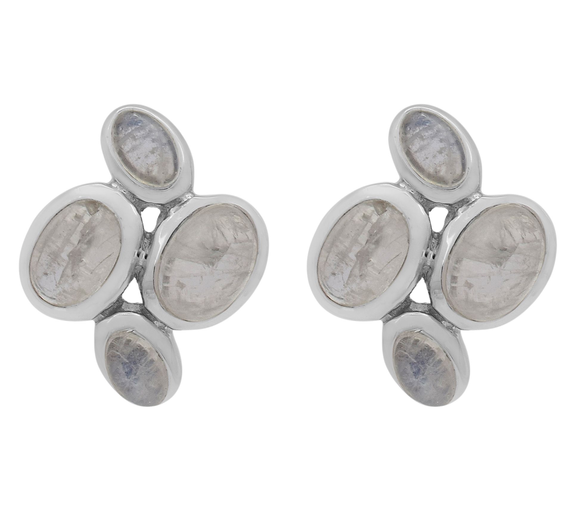 Affinity Gems Moonstone Cabochon Stud Earrings, Sterling