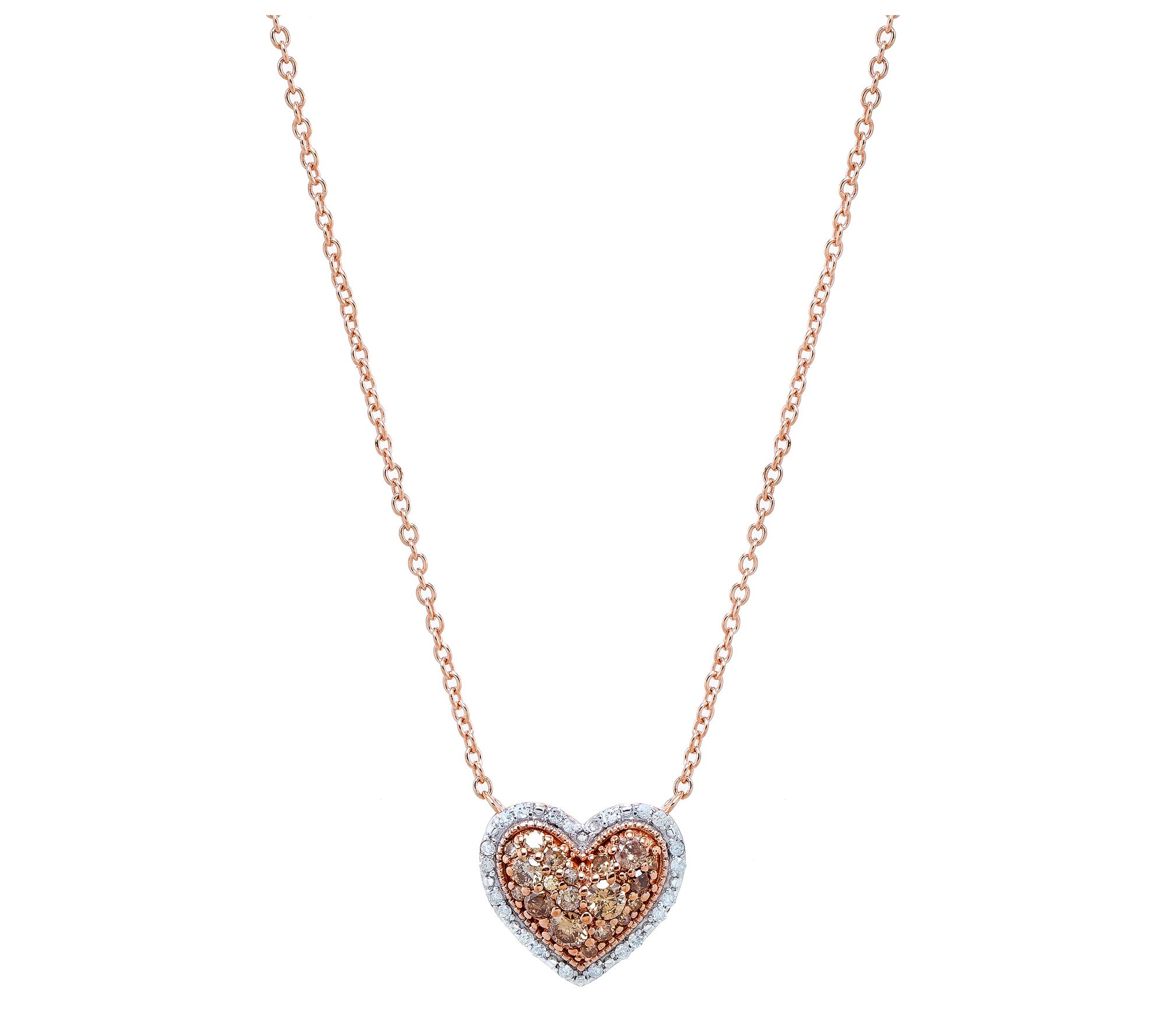 Affinity Diamond Two-Tone Heart Necklace, Sterling Silver