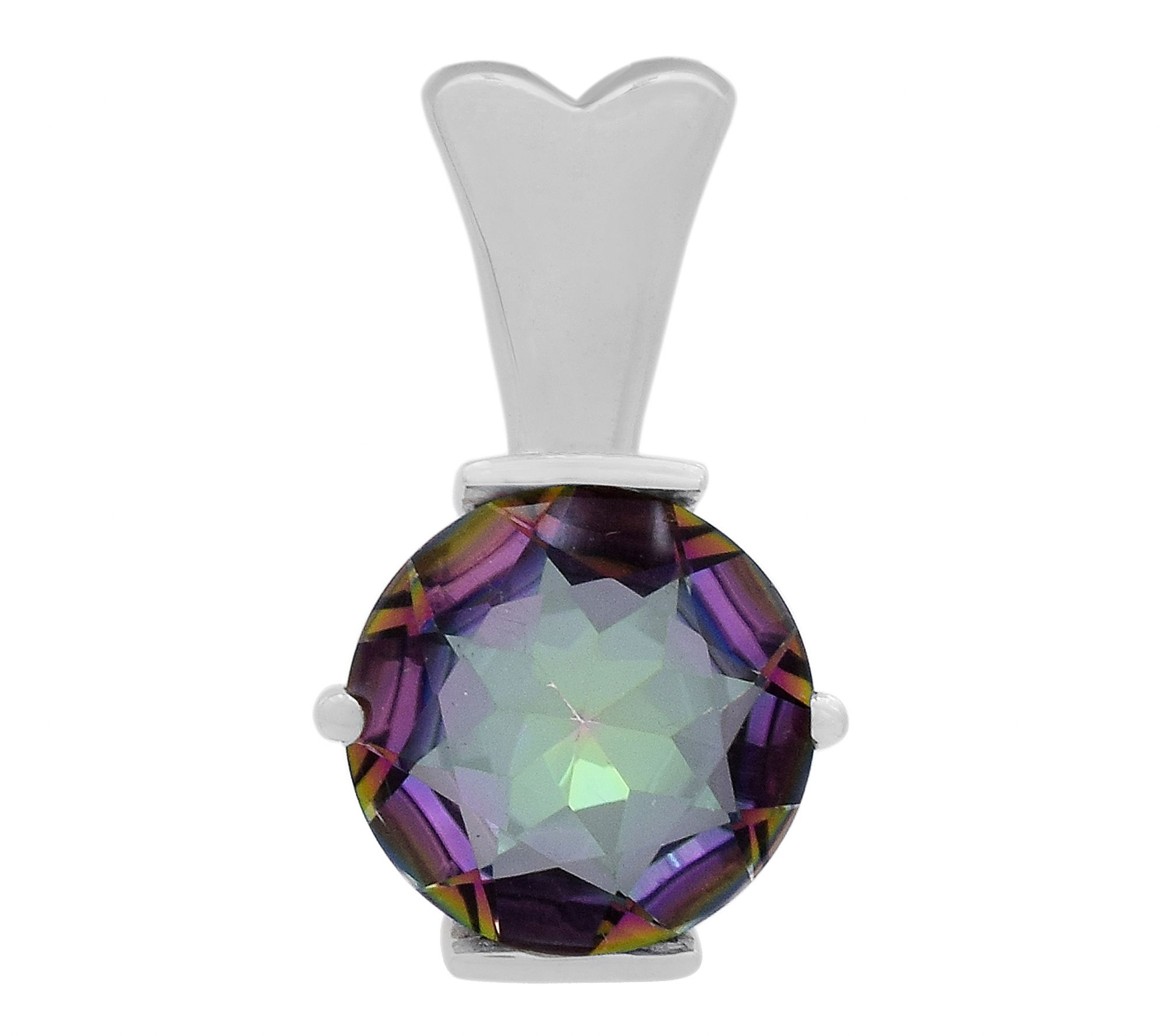 Affinity Gems Green Coated Quartz Pendant, Sterling