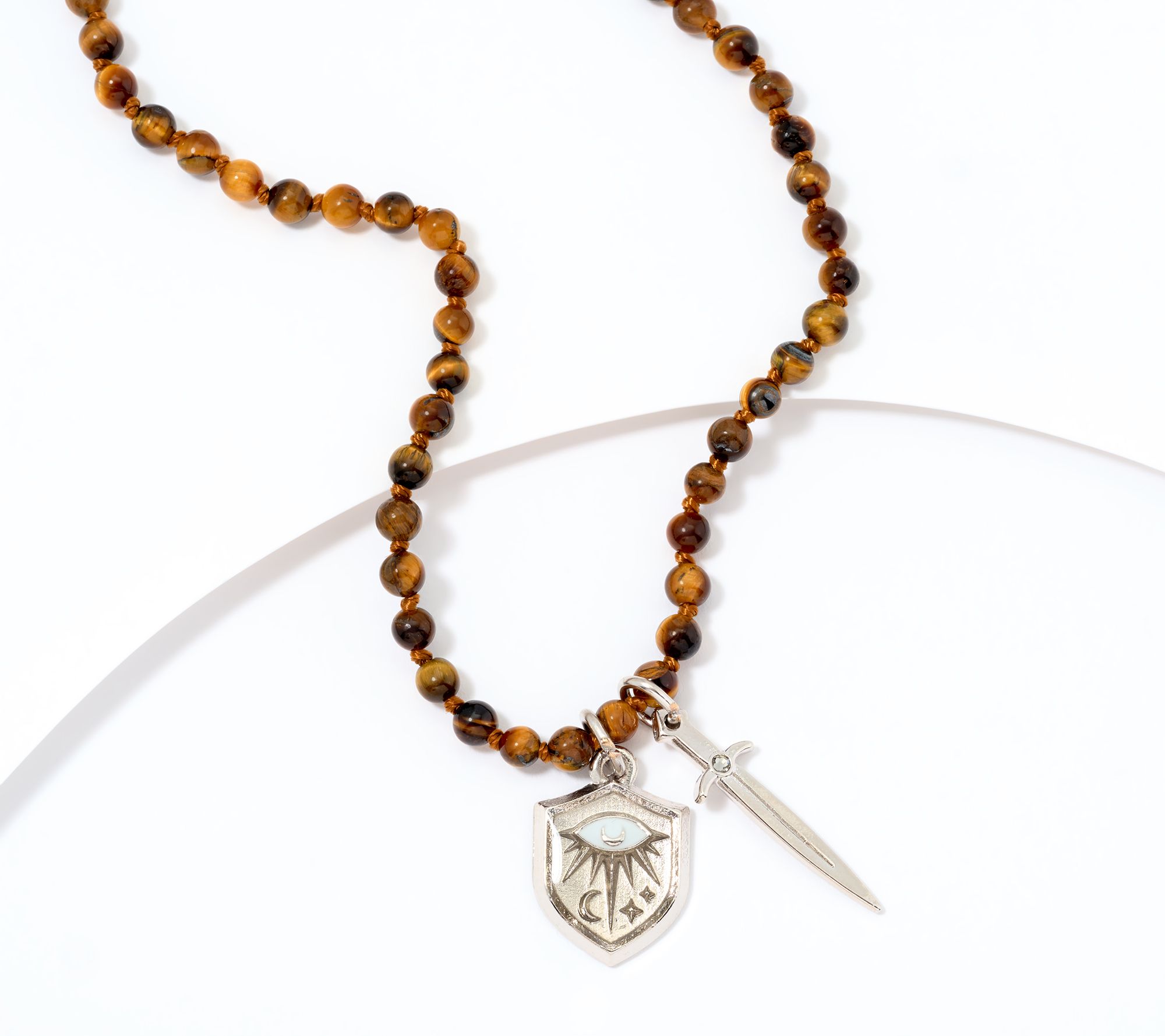 Divinely Guided by Theresa Caputo Tigers EyeHand-Knotted Charm Necklace