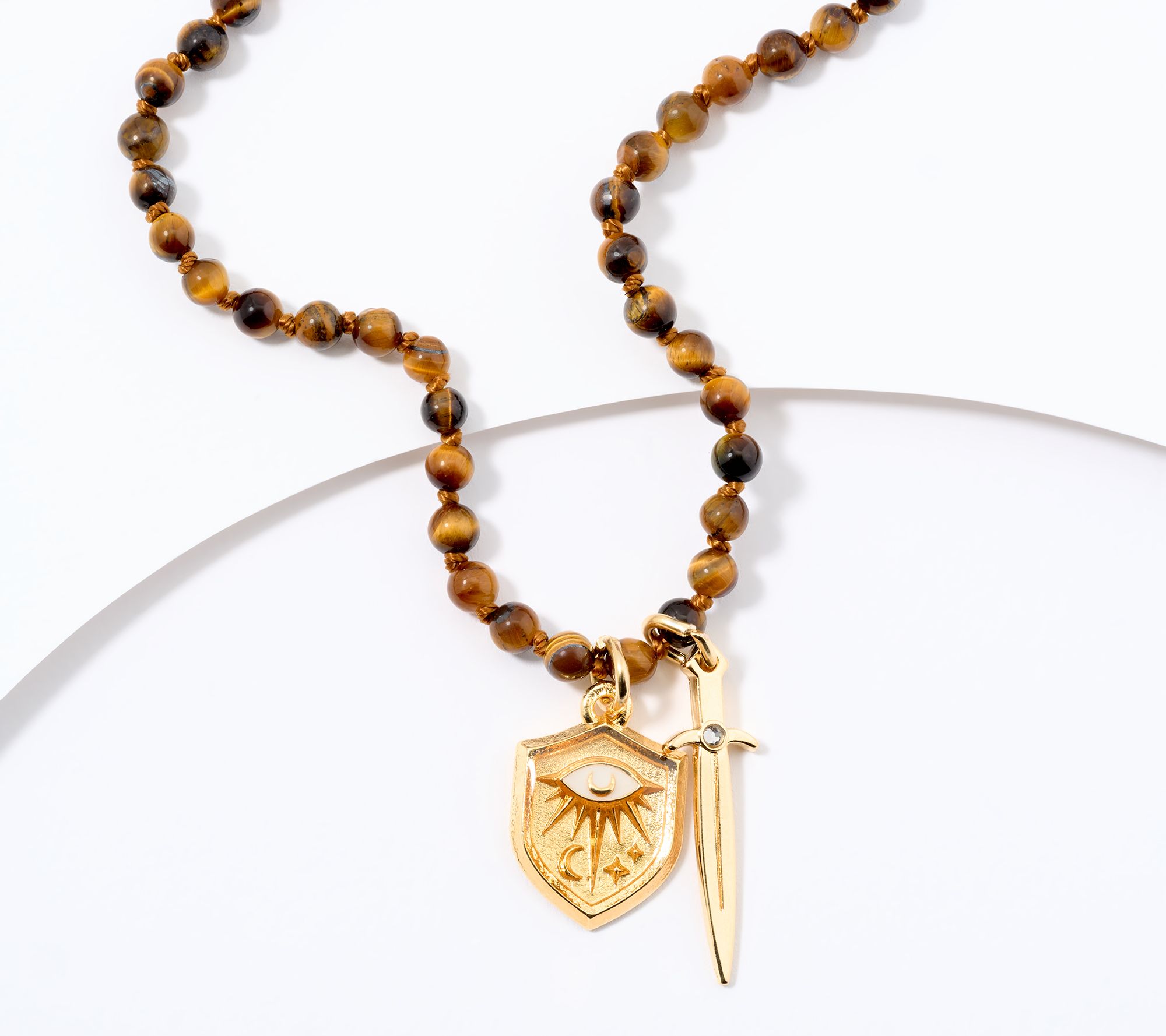 Divinely Guided by Theresa Caputo Tigers EyeHand-Knotted Charm Necklace