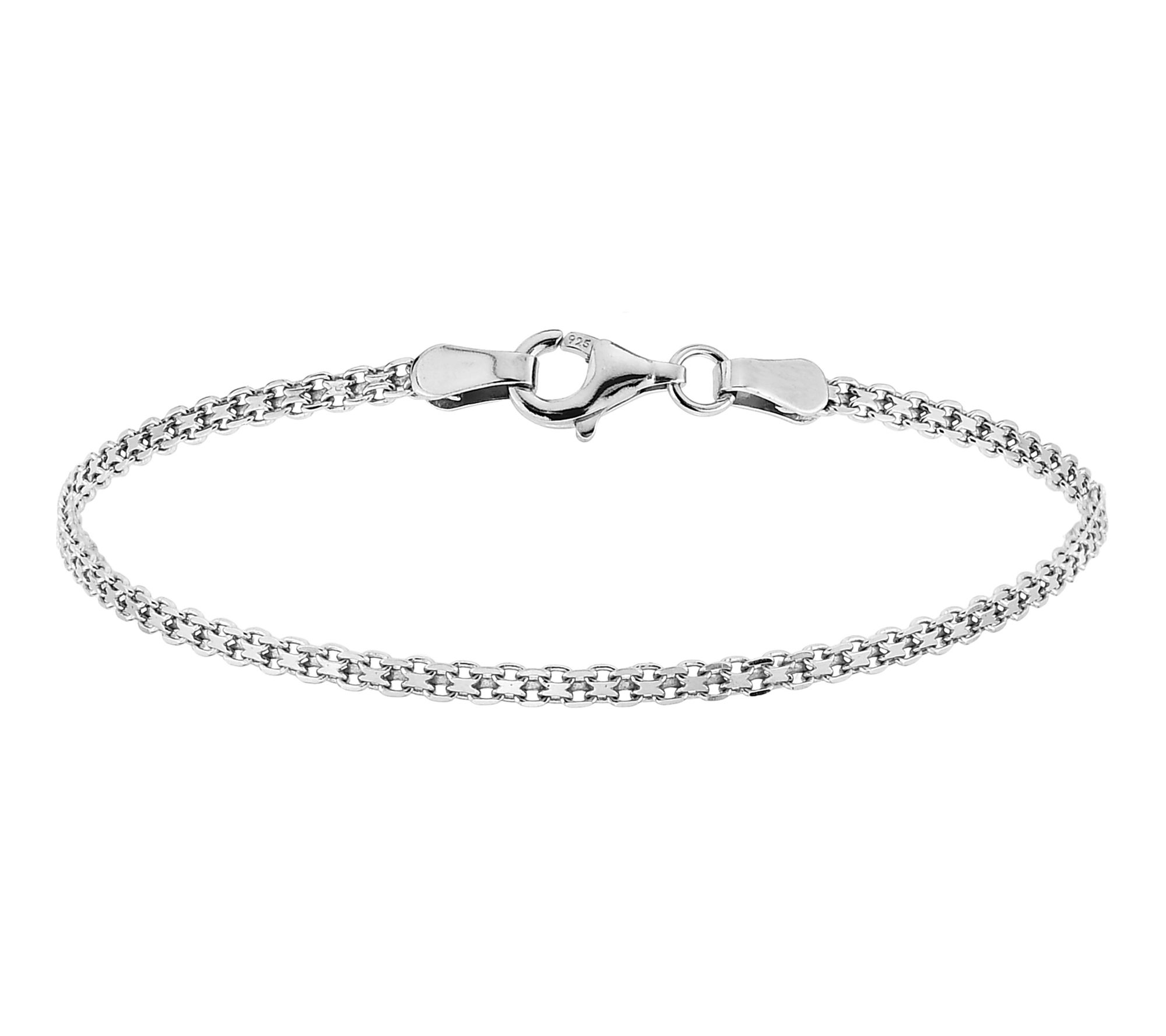 Silver Style 2.5mm Solid Bismarck Chain Bracelet, Sterling