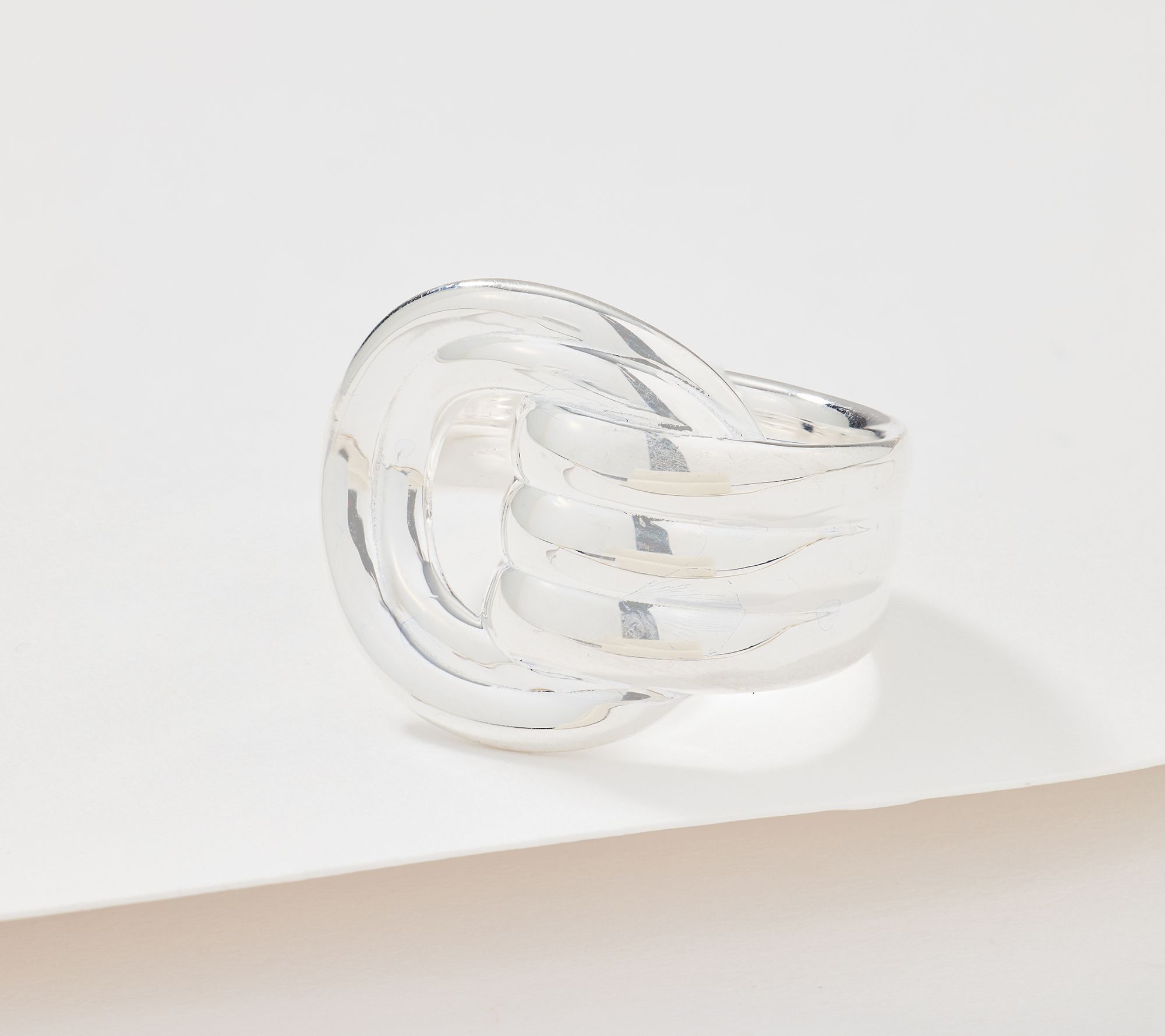 UltraFine 950 Silver Ribbed Door Knocker Ring