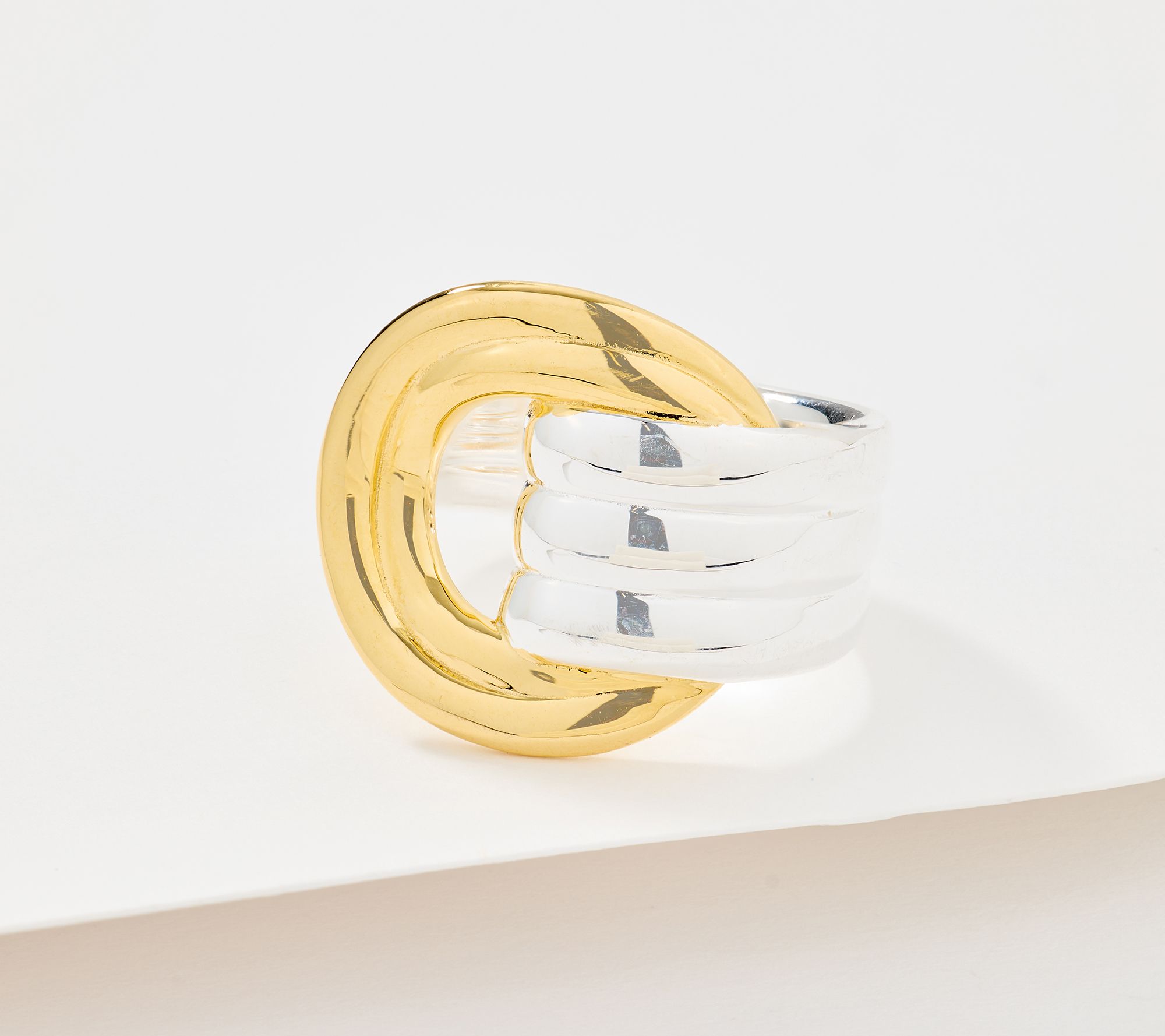 UltraFine 950 Silver Ribbed Door Knocker Ring