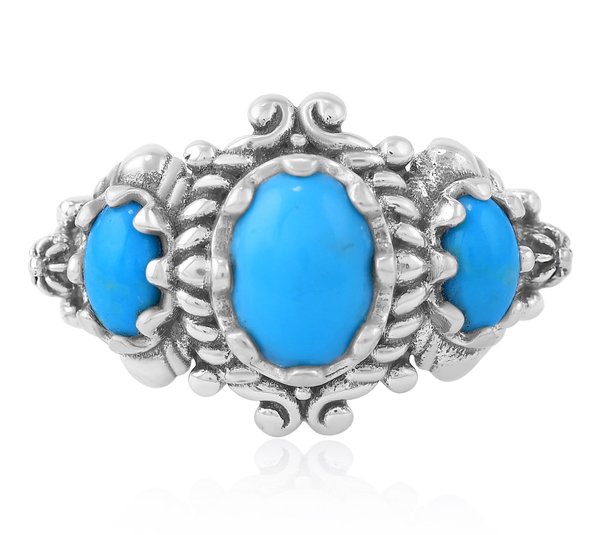  American West Sterling Silver 3 Gemstone Ring