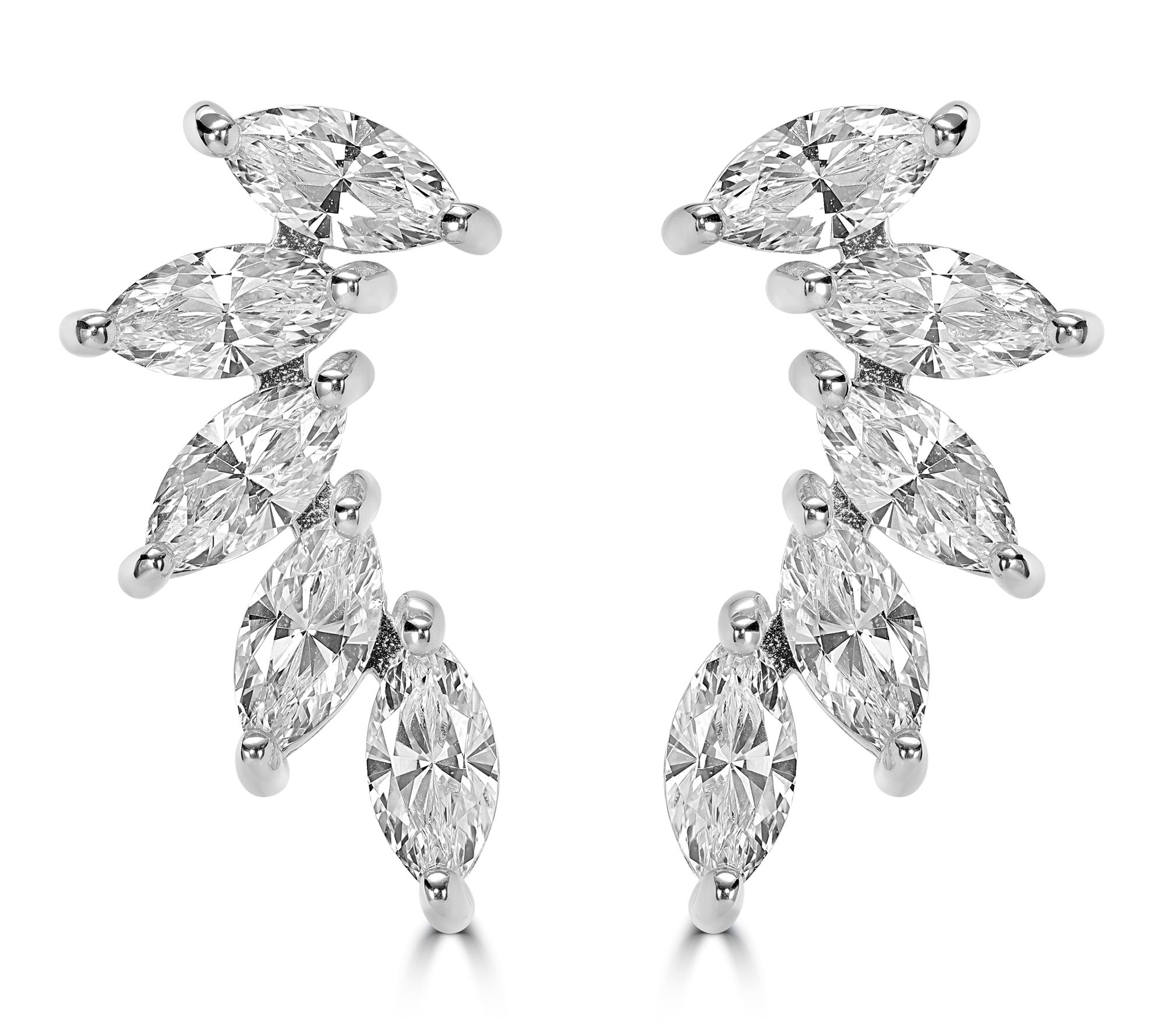 Diamonique x Kathy Levine Marquise Ear Climbers, Sterling