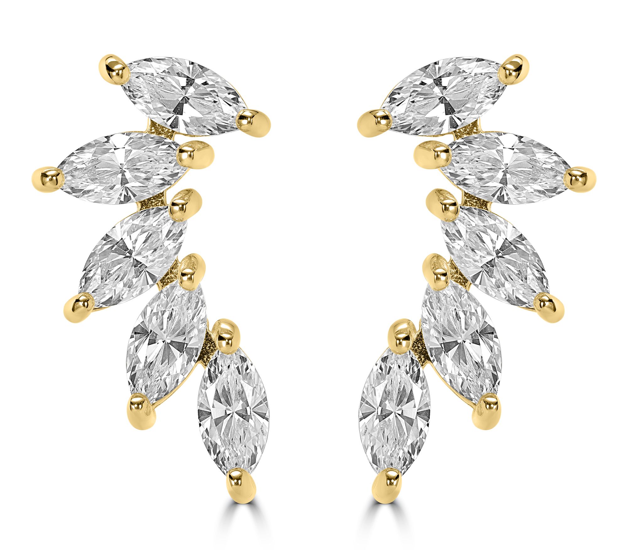 Diamonique x Kathy Levine Marquise Ear Climbers, Sterling