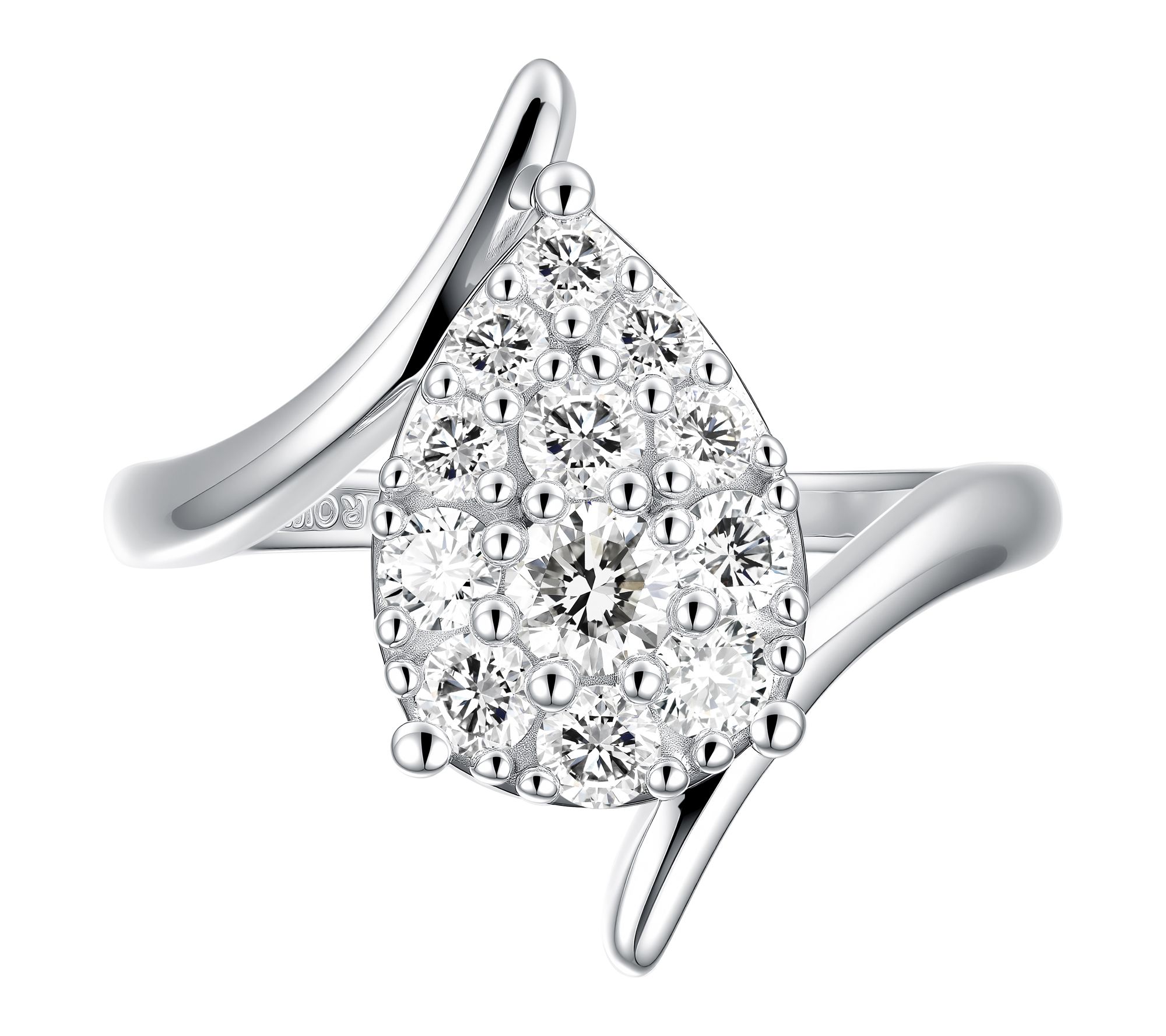 Fire Light Lab Grown Diamond Pear Cut Bypass Ring, Sterling