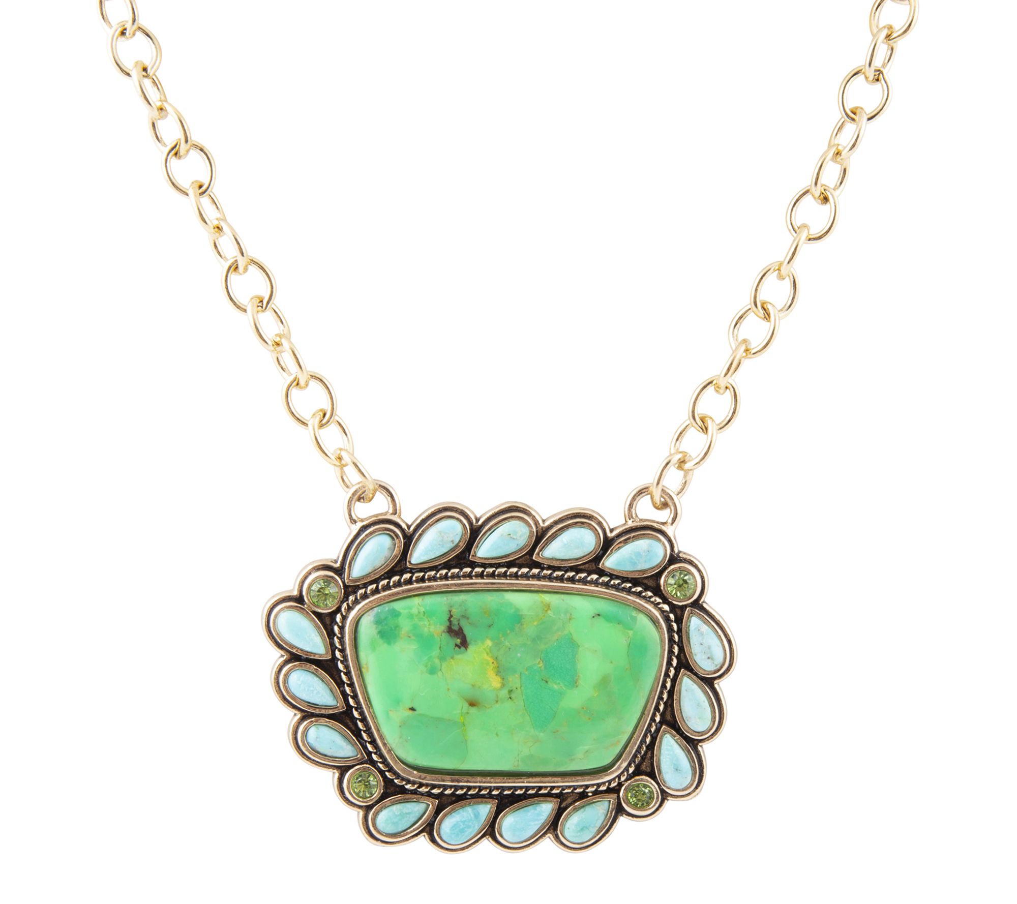 Barse Artisan Crafted Turquoise Golden Statement Necklace