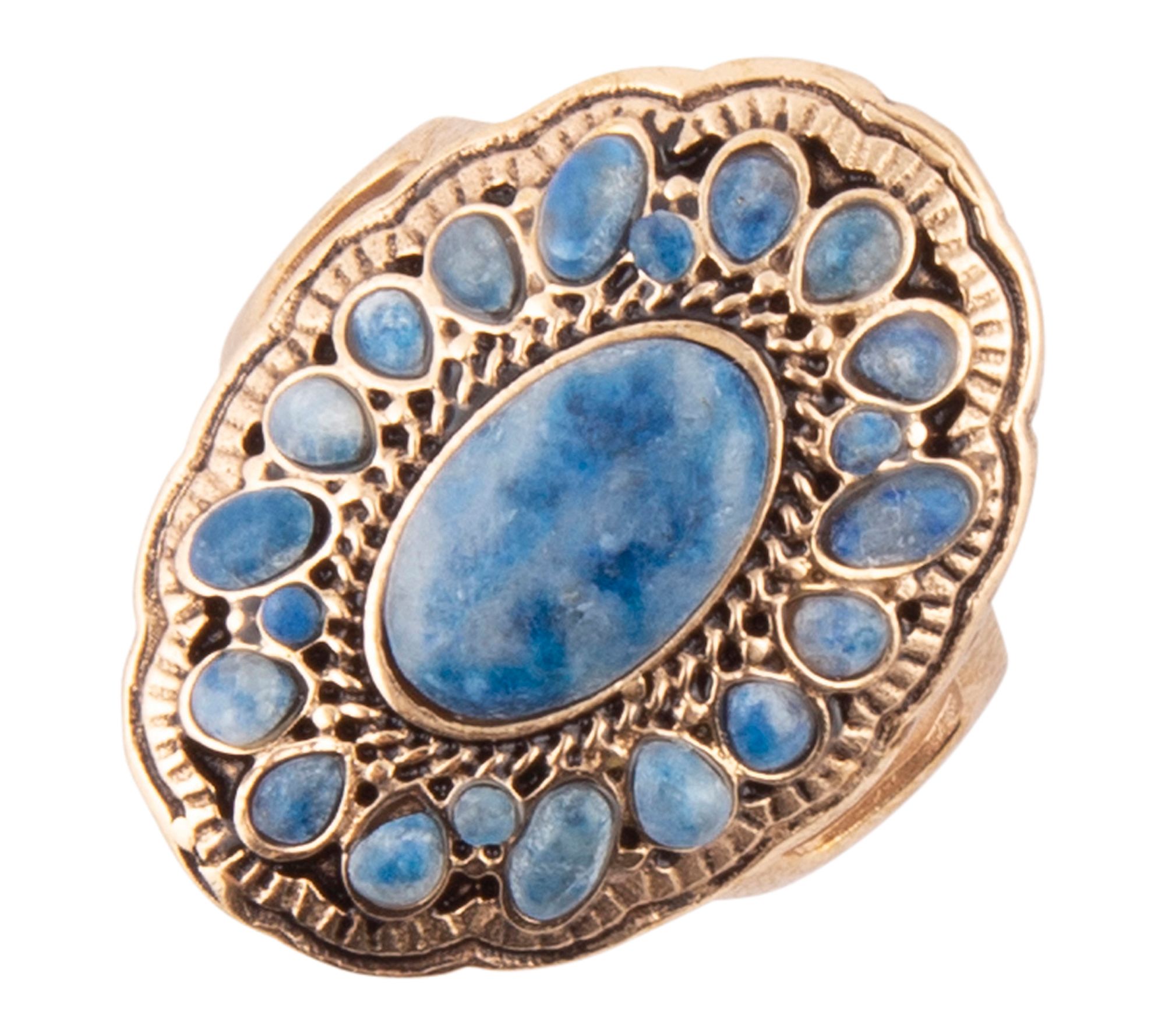 Barse Artisan Crafted Denim Blue Lapis Golden Ring
