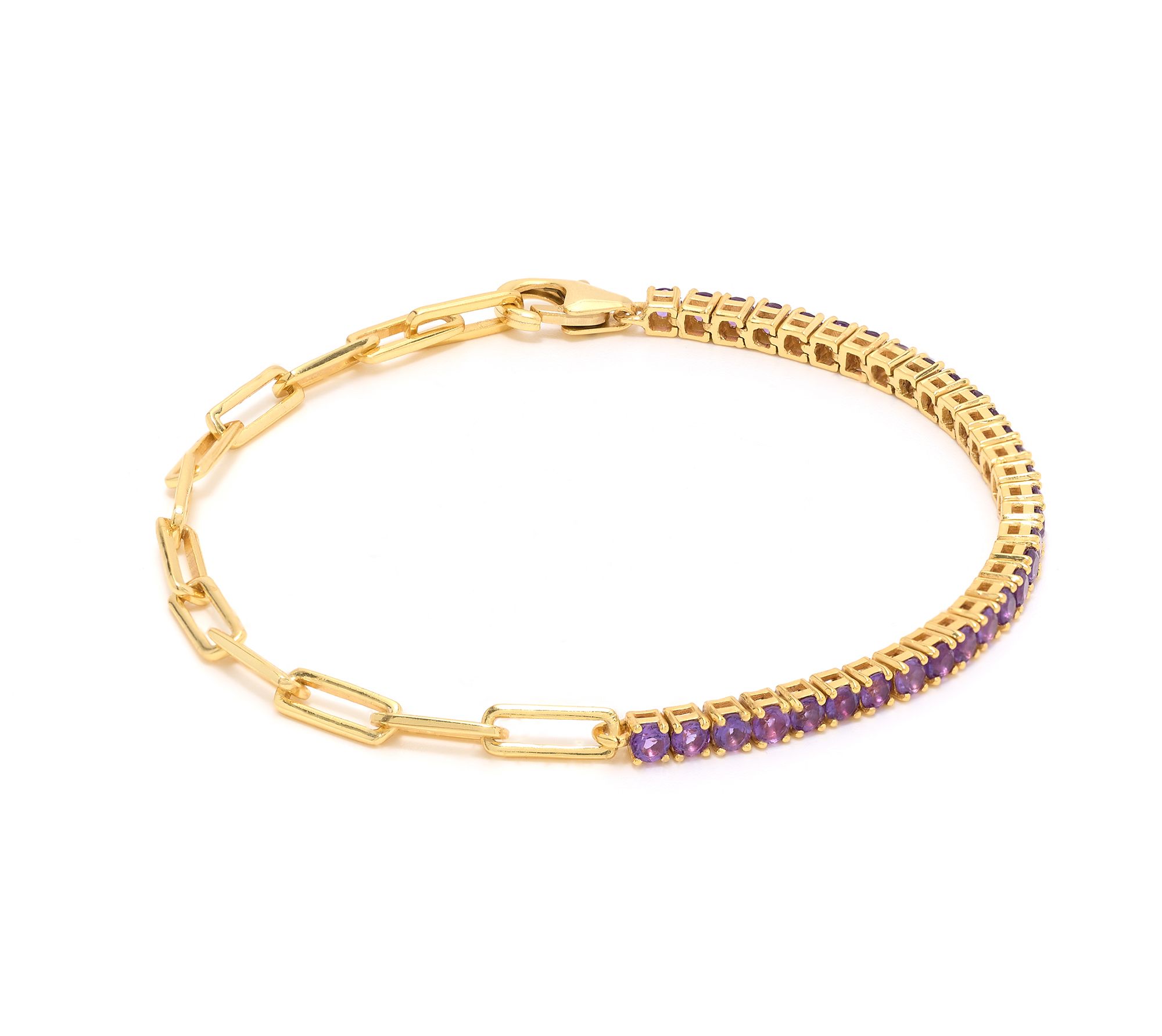 Affinity Gems Half and Half Paper Clip Gem Bracelet