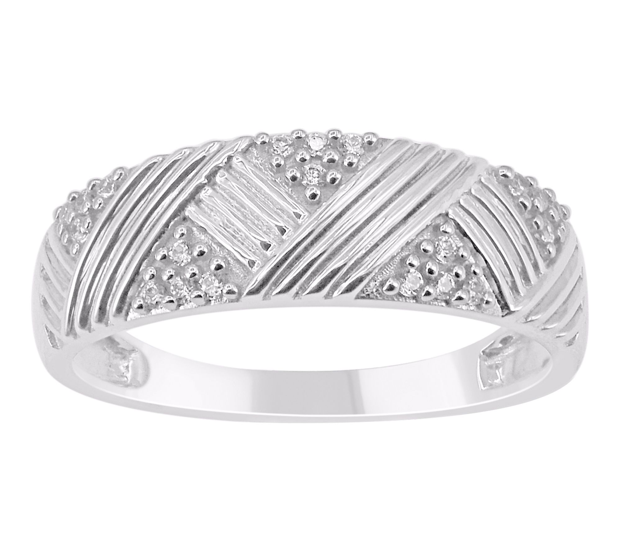 Accent by Affinity Diamond Multi-Texture Band Ring, Sterling