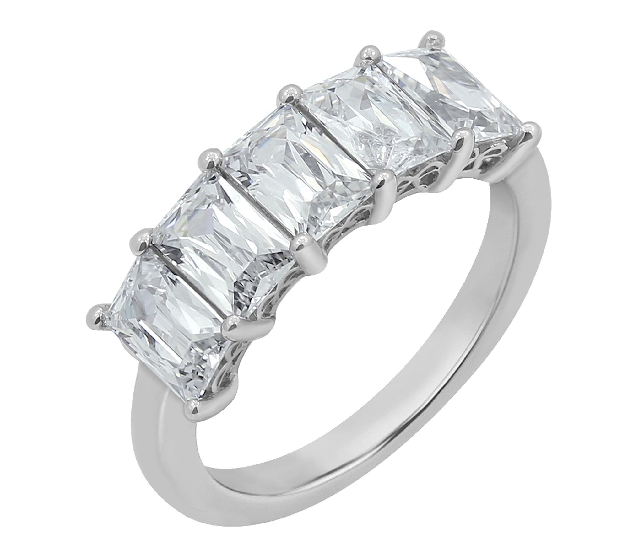 Diamonique Baguette Cut 5-Stone Ring, SterlingSilver