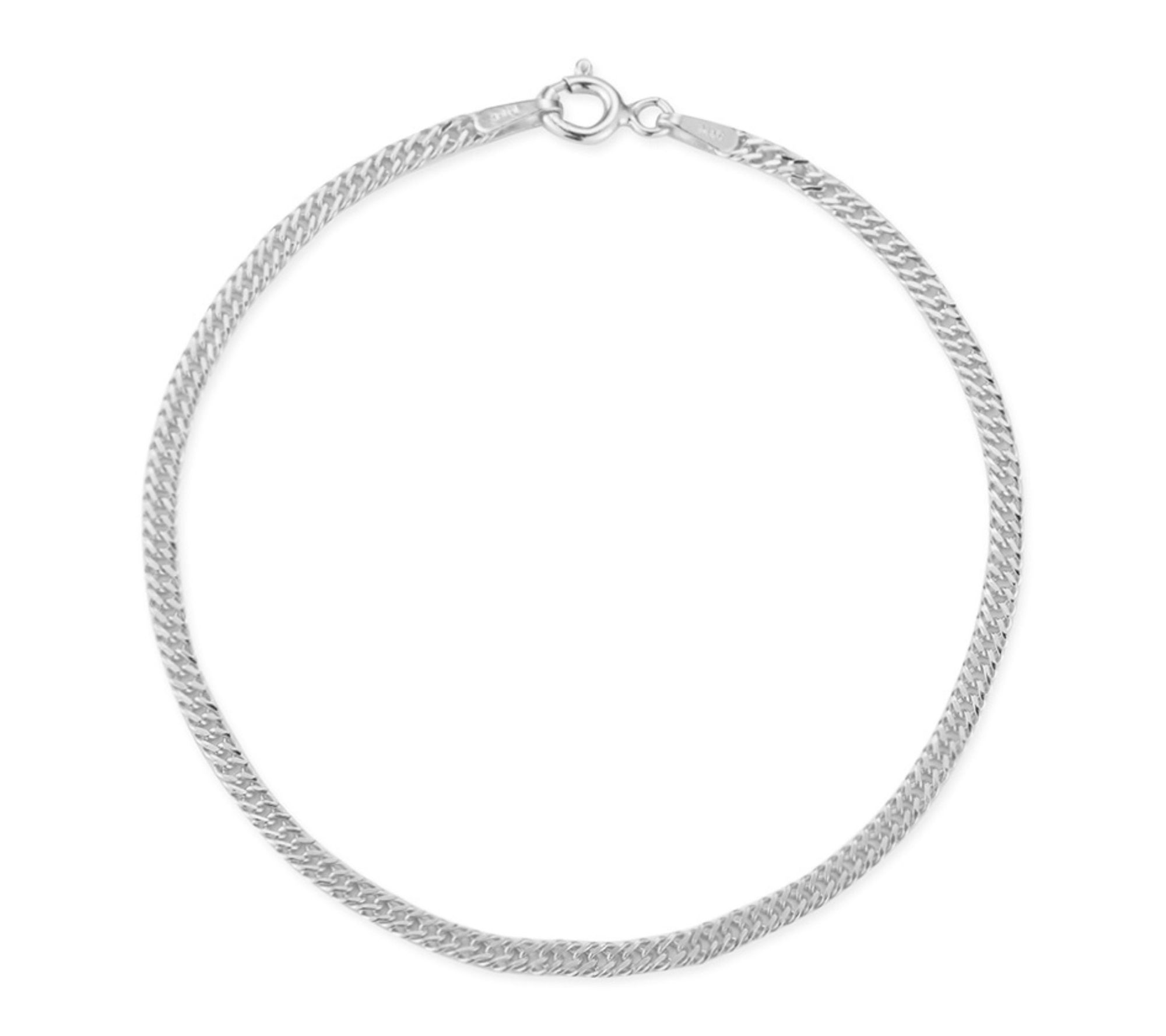 Italian Silver 7" Double Curb Chain Bracelet, Sterling