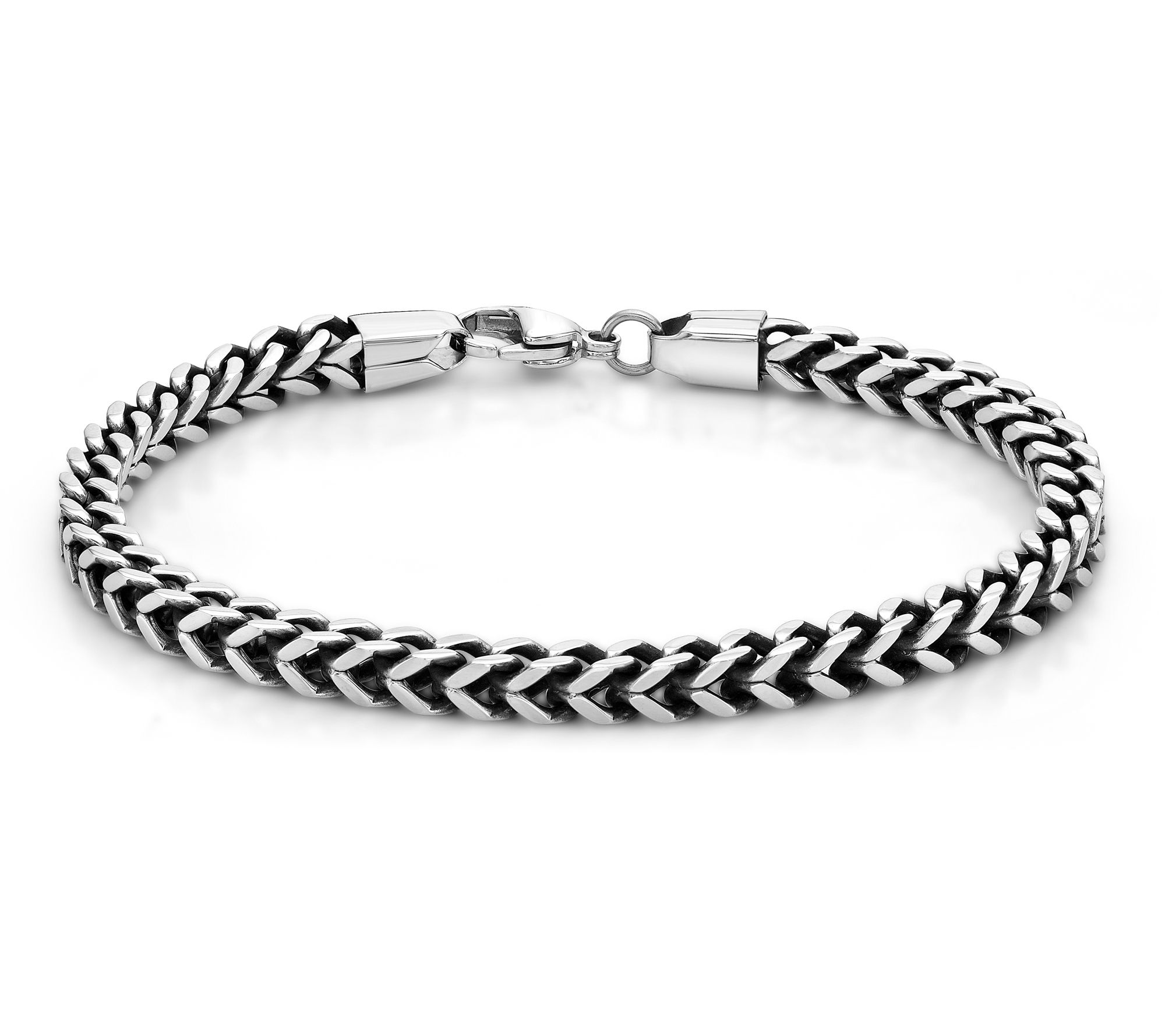 LYNX Men's Stainless Steel AntiqueFinish Foxtail Chain Bracelet