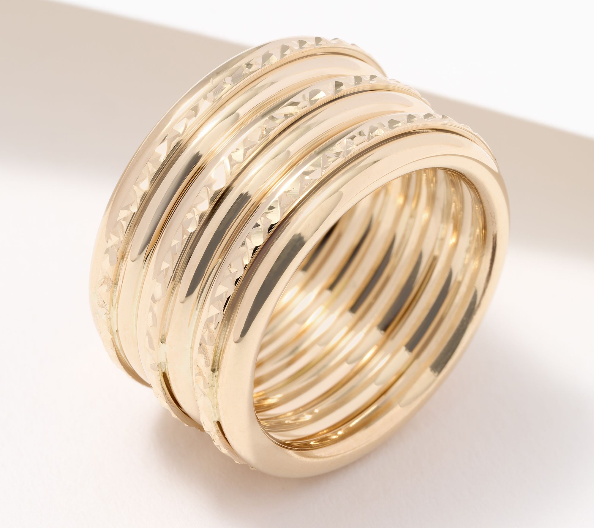 "As Is" EternaGold Polished & Diamond Cut Ring, 14K Gold