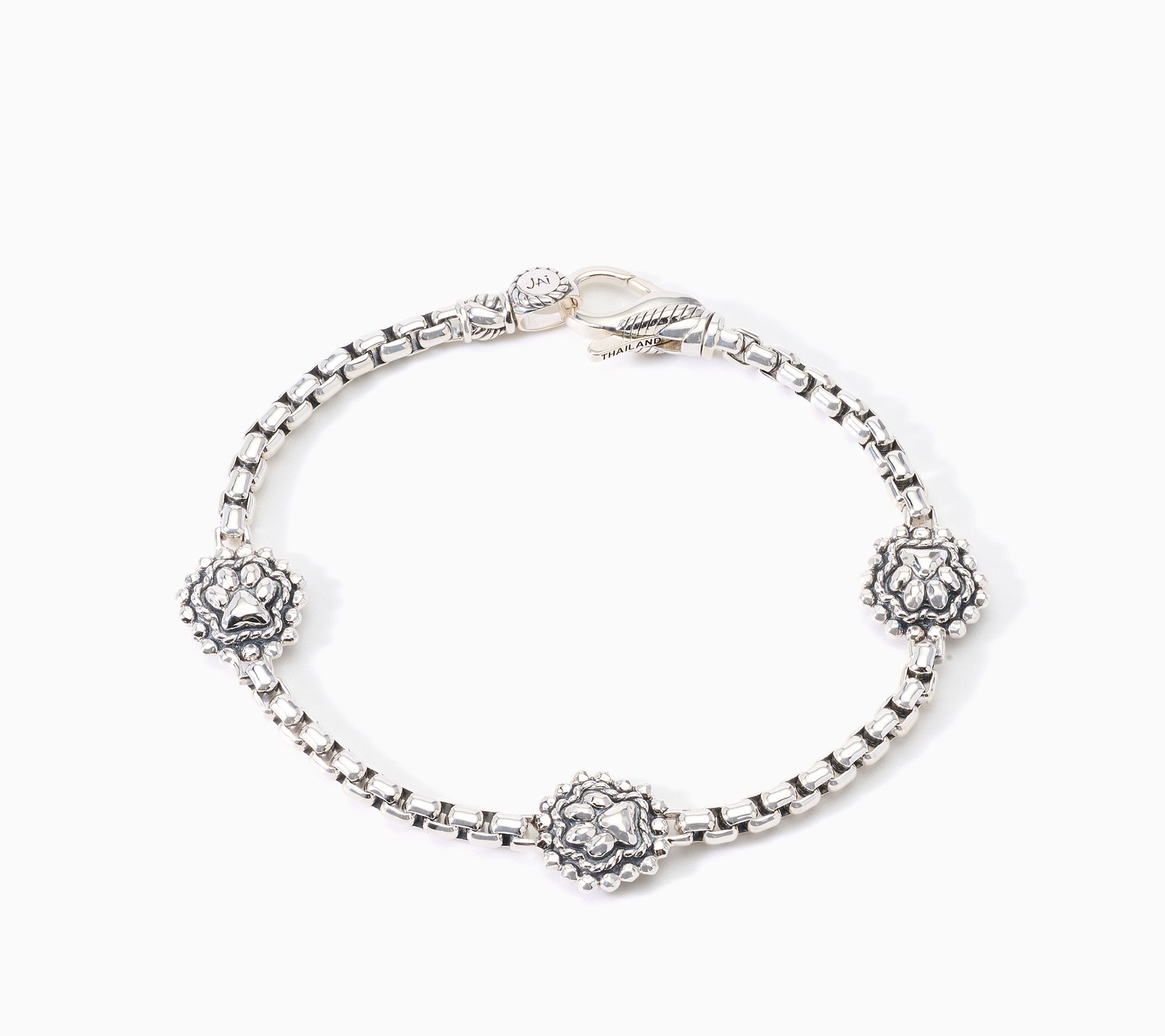 JAI Sterling Silver Shimmer Symbols 3.7mm Box Chain Bracelet, 14.9g