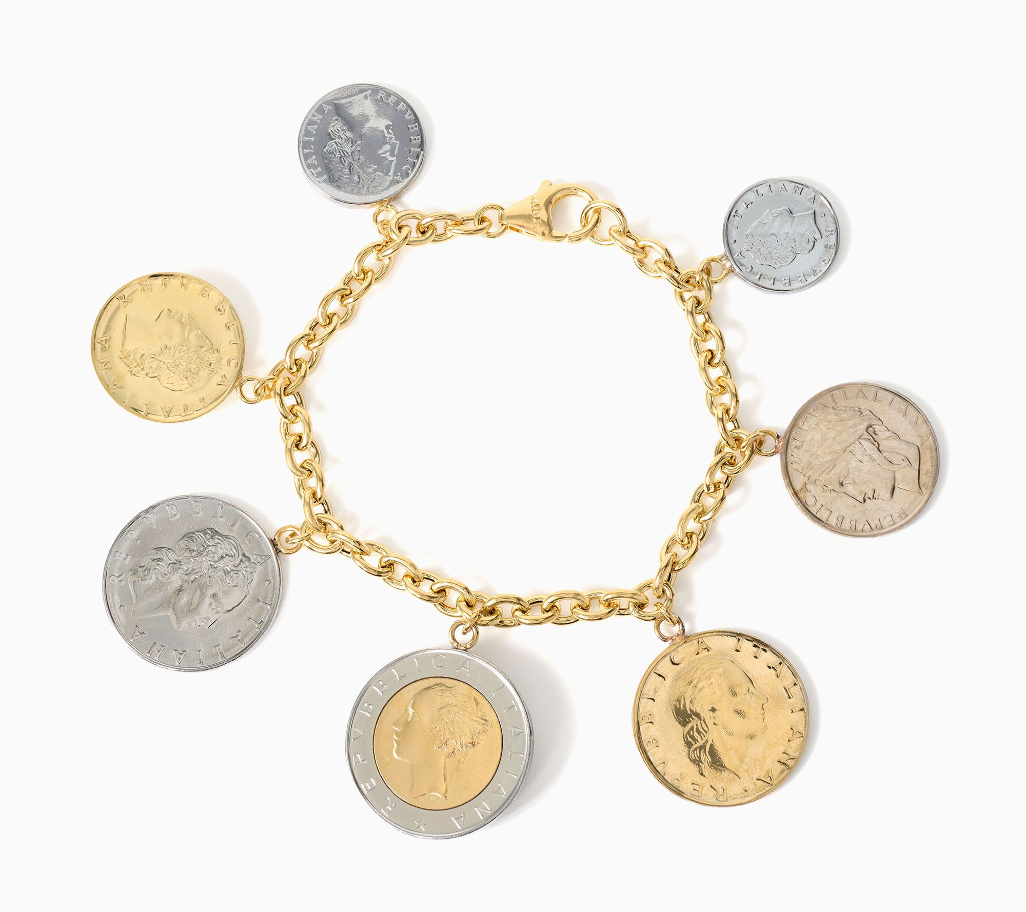  David Markstein Bronze Genuine Lira Coin Charm Bracelet