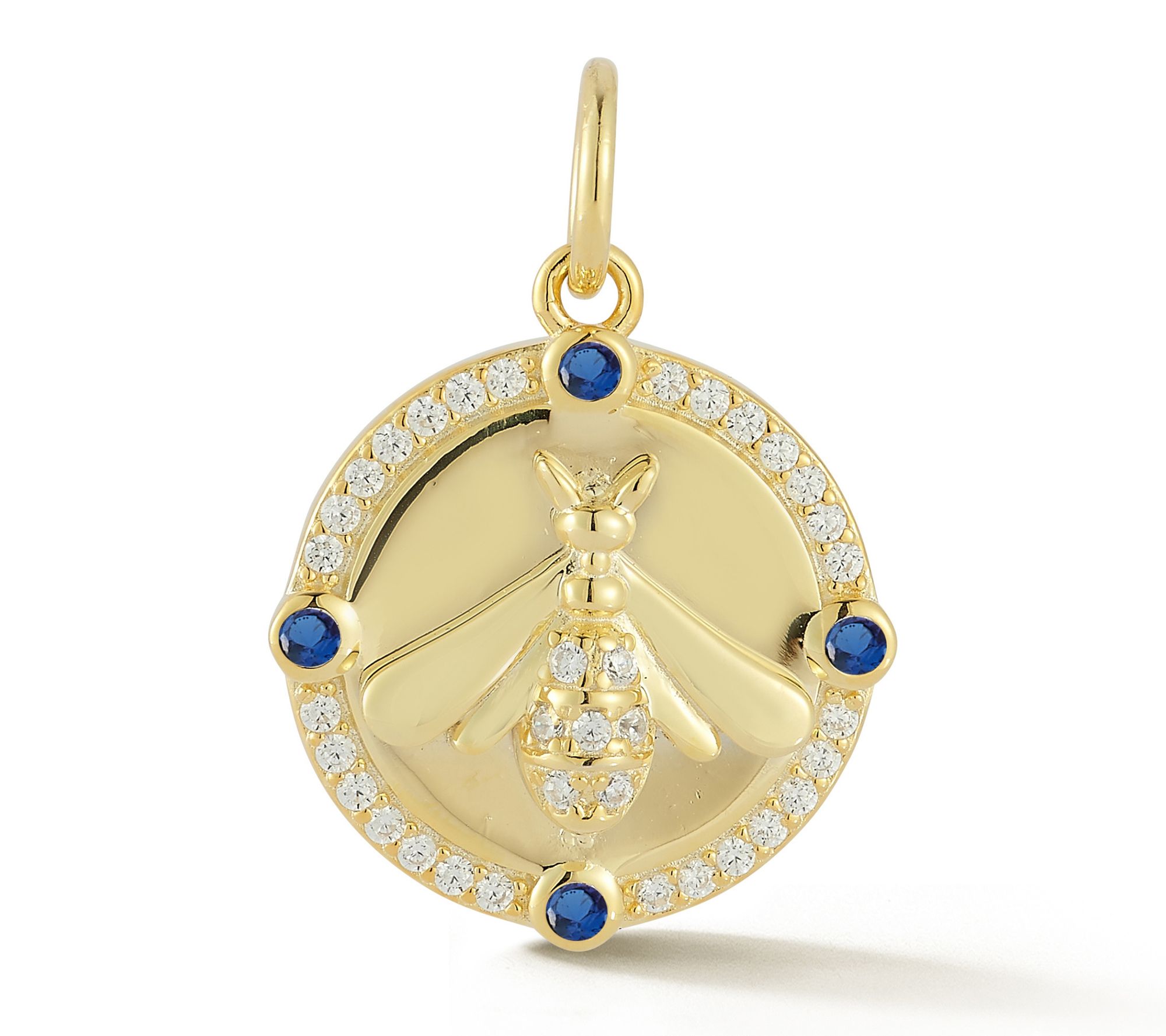 Sterlina Silver Bee Disc Pendant, 14K Gold Plated