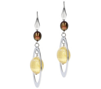 Steel by Design Murano Glass & Cultured Pearl Earrings