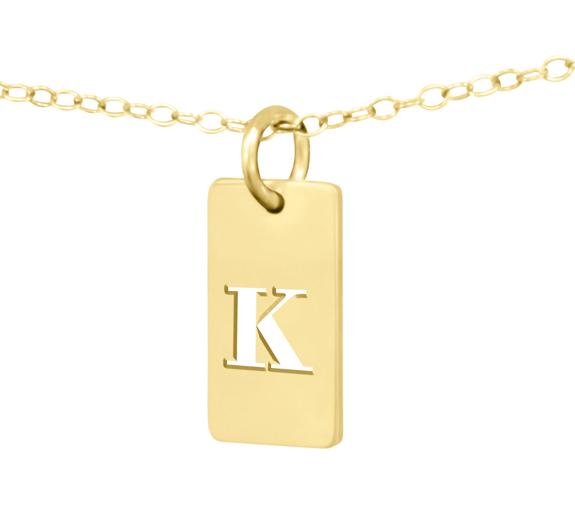 14K Plated Sterling Personalized Initial Tag Pendant